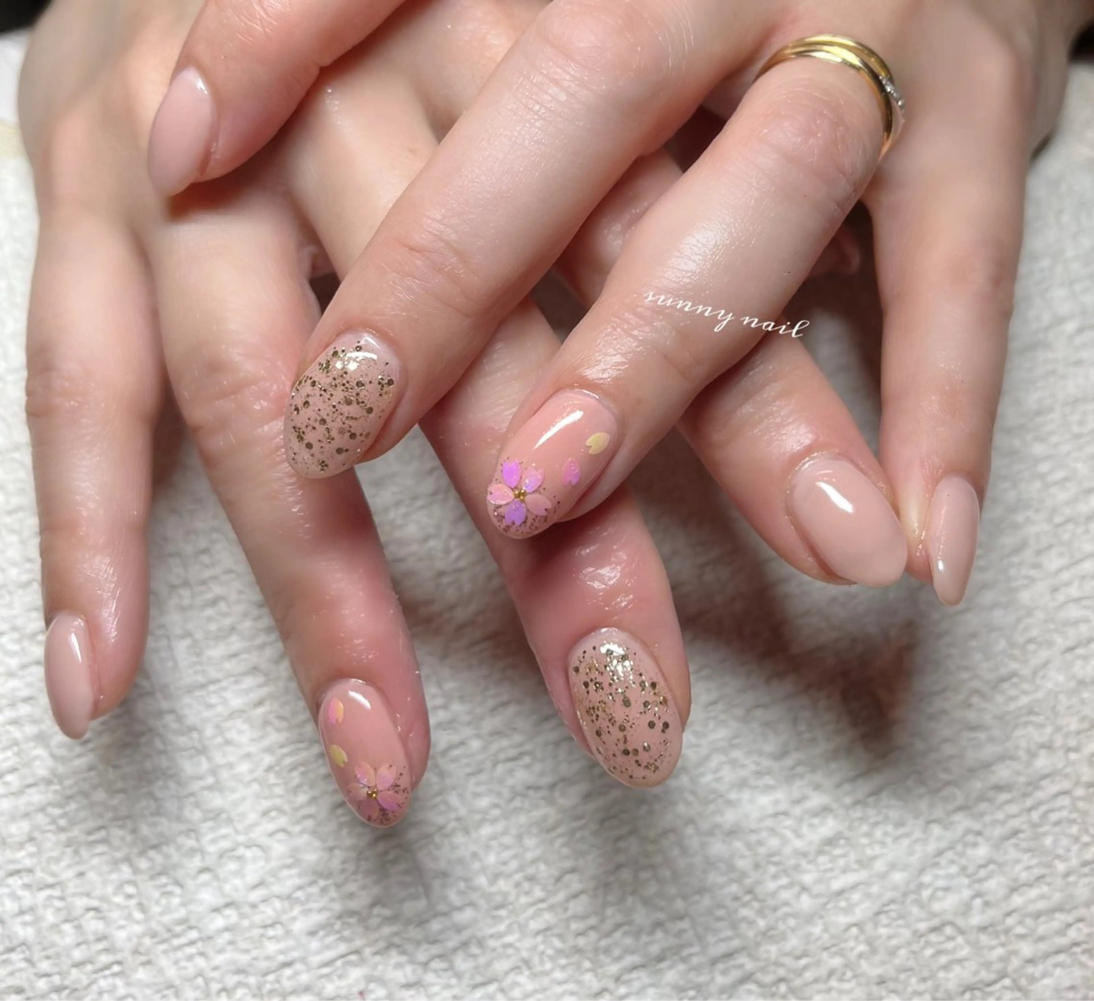ネイル 桜ネイル ジェルネイル パラジェル 春ネイル sunny nailのネイルデザイン