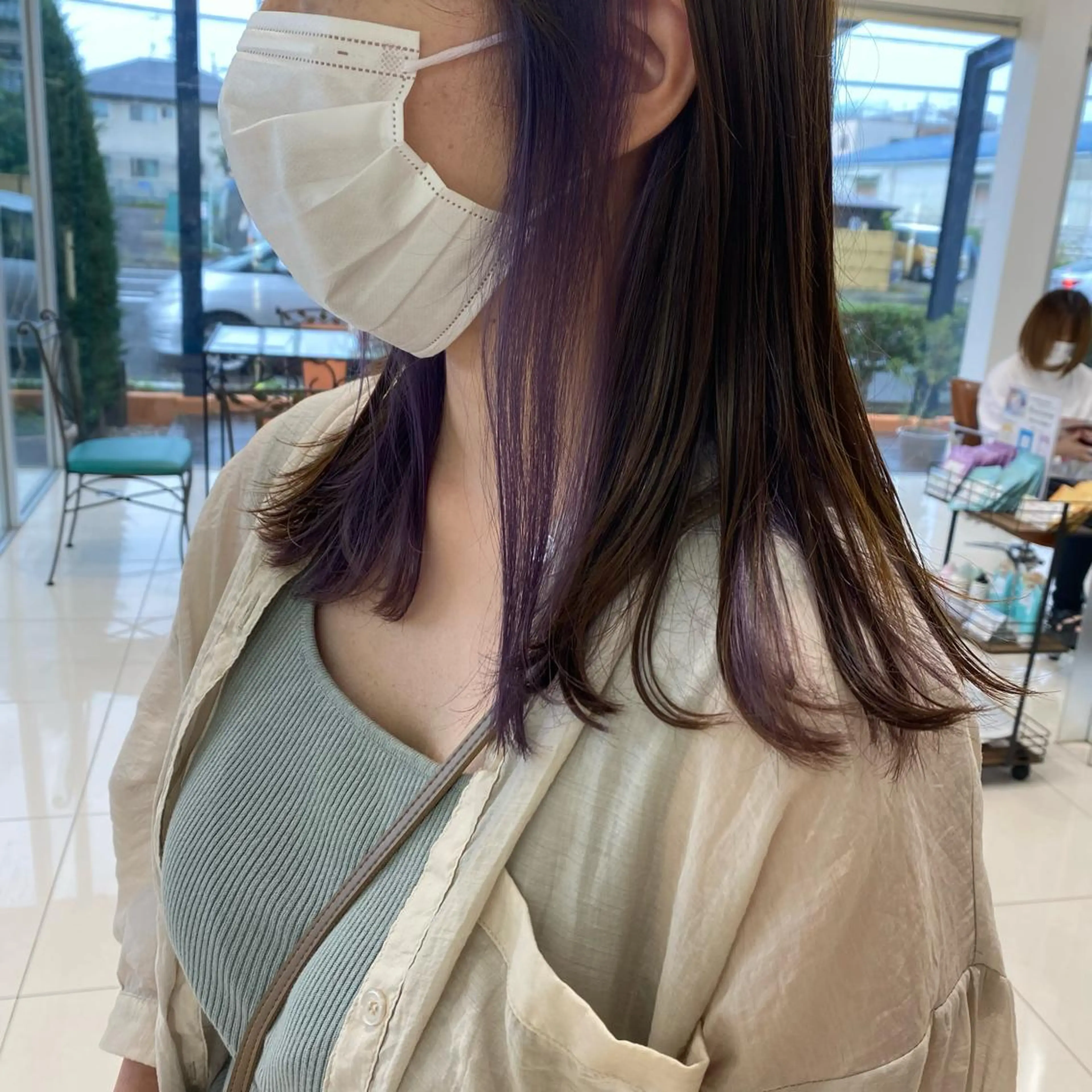 ミディアム カラー 透明感カラー イヤリングカラー 韓国ヘア/髪質改善 /艶カラー/sahoのヘアスタイル