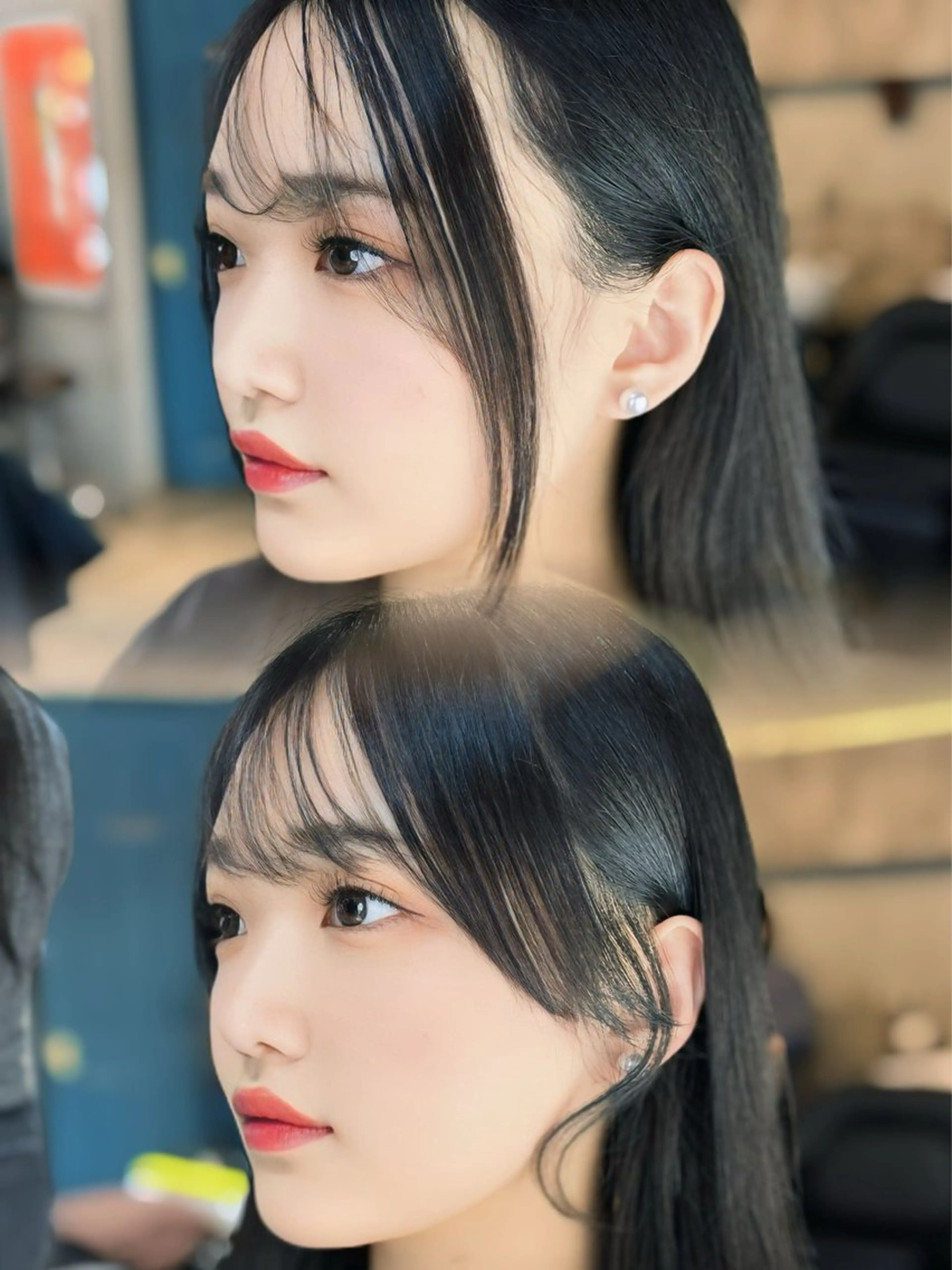 セミロング カラー 顔まわりレイヤー 顔周りカット レイヤーカット サイドバング 小顔カット カット ヘアカラー トリートメント 顔周りカット× 髪質改善【リョウ】のヘアスタイル