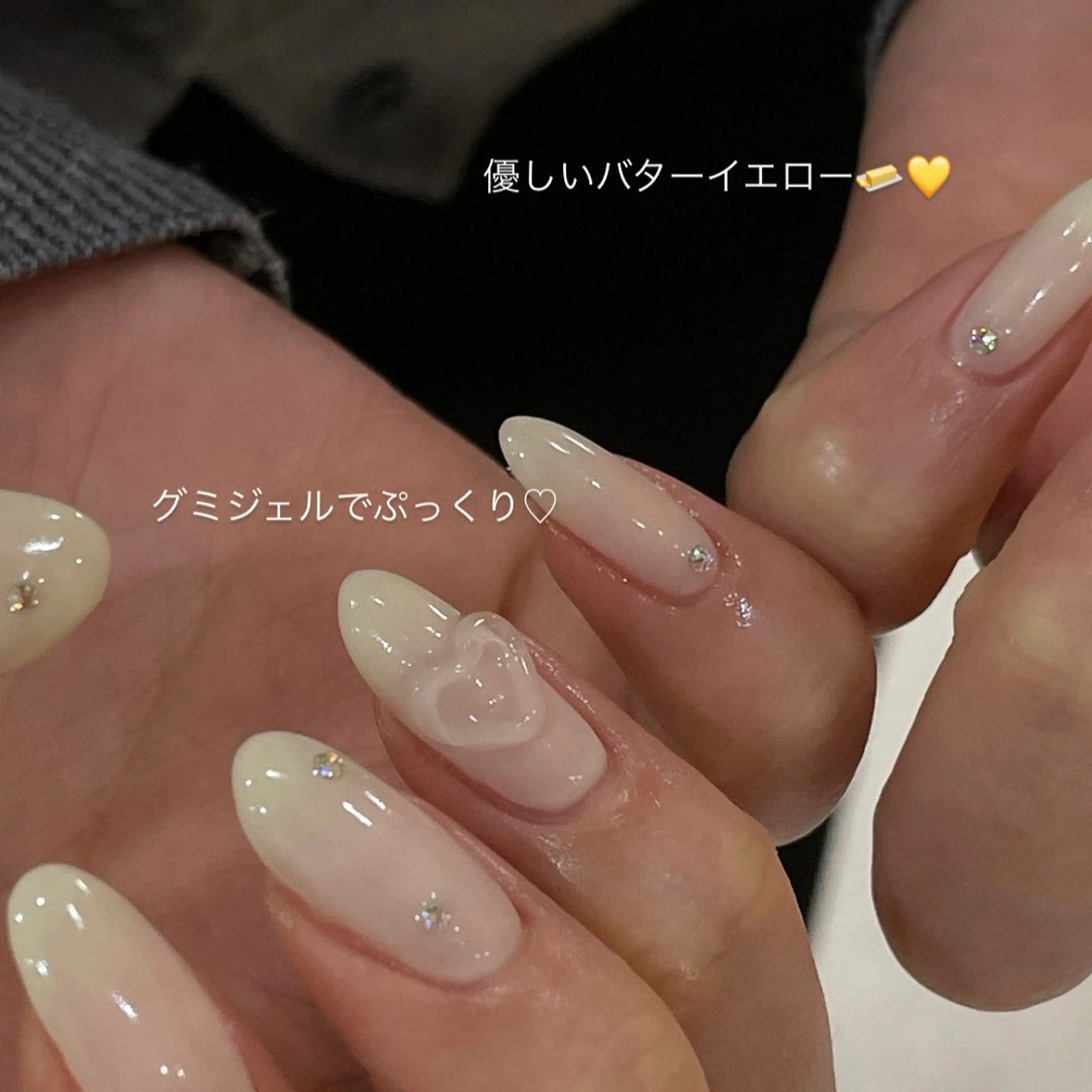 ネイル ハート ストーンネイル ハンドネイル you (ユウ)のネイルデザイン