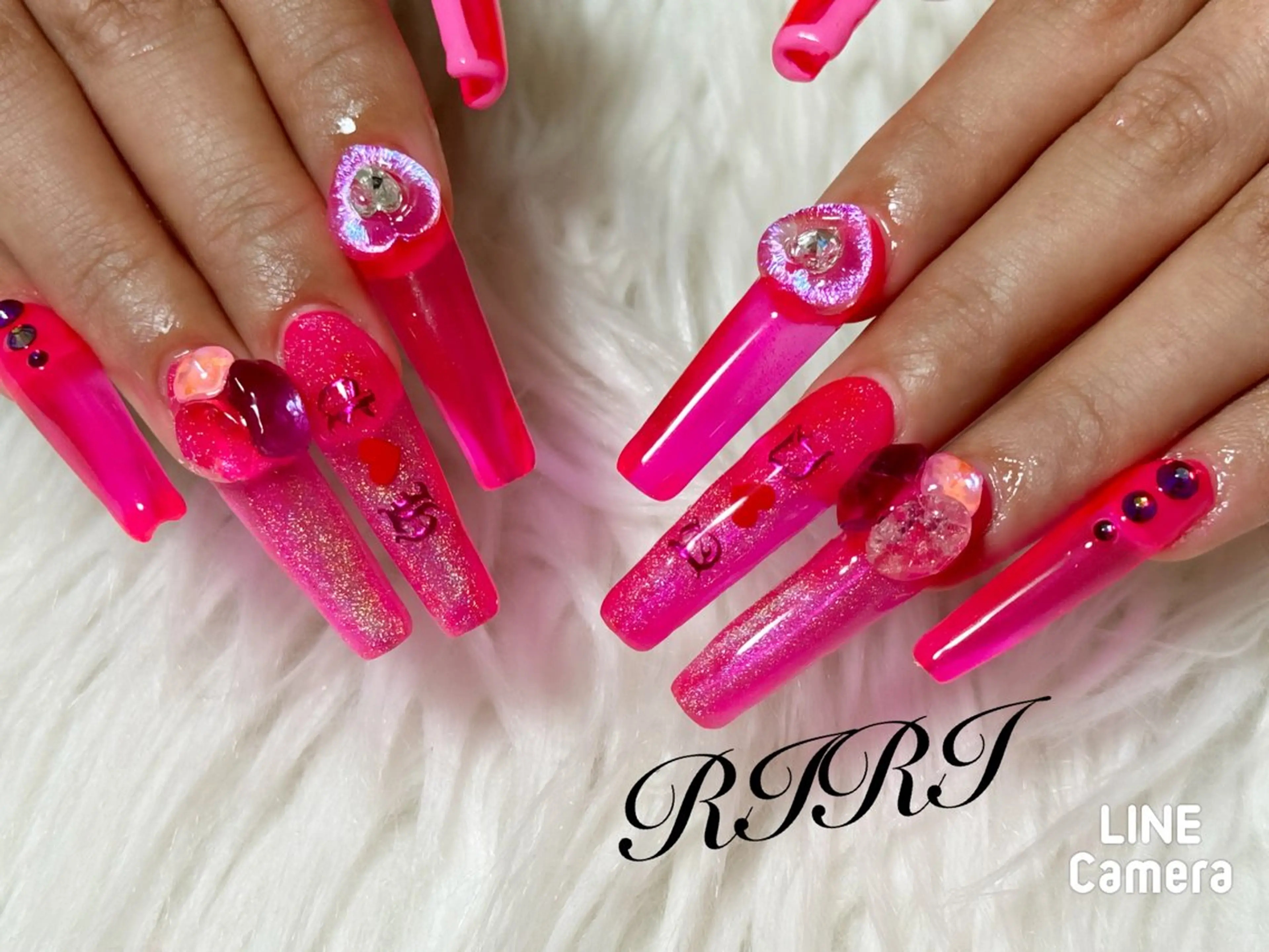 ネイル ジェルネイル ロングネイル ピンク スカルプネイル シンプルネイル riri オーナーのネイルデザイン