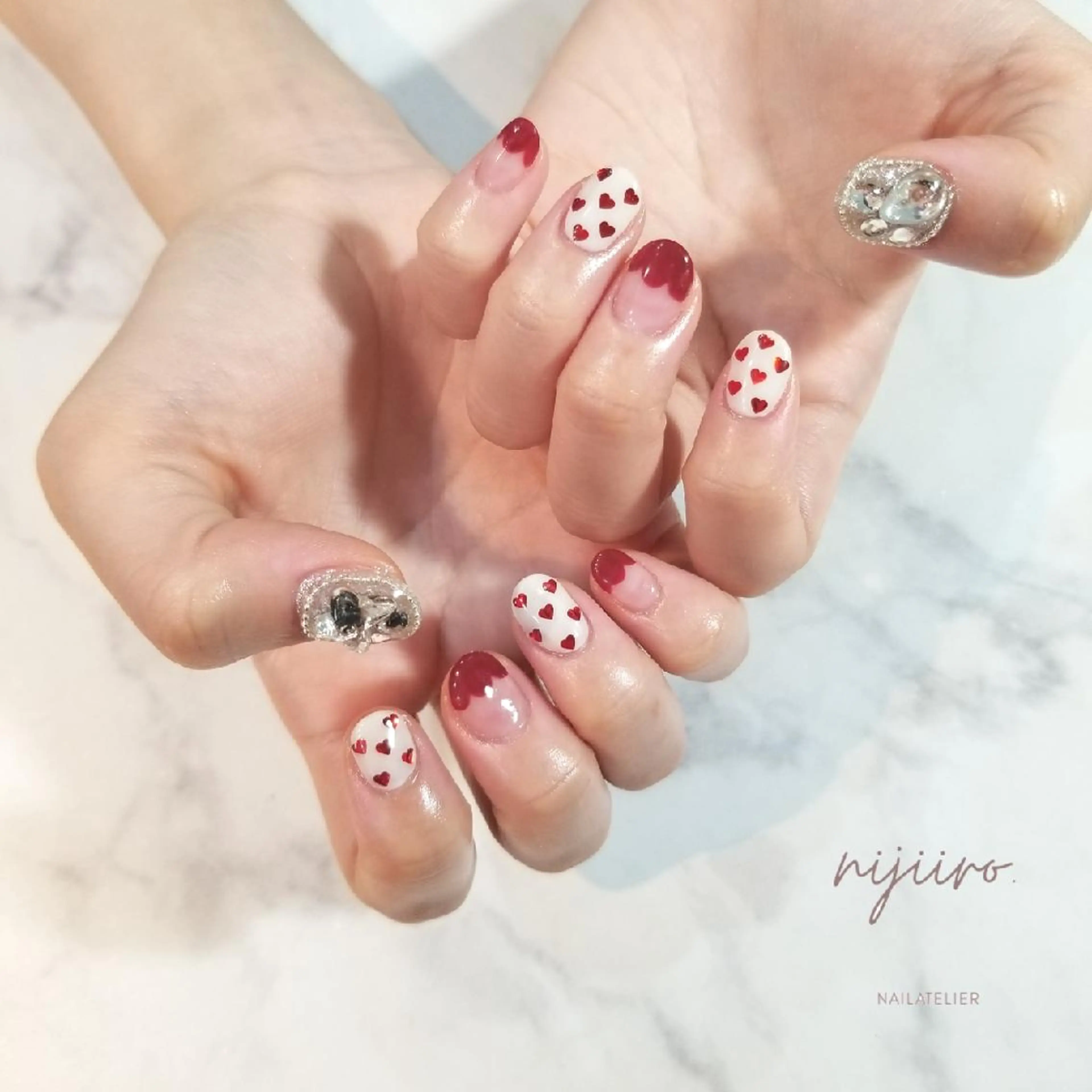 ネイル ストーンネイル ハンドネイル nailatelier nijiiro.所属・nijiiro🌈 サトウのネイルデザイン