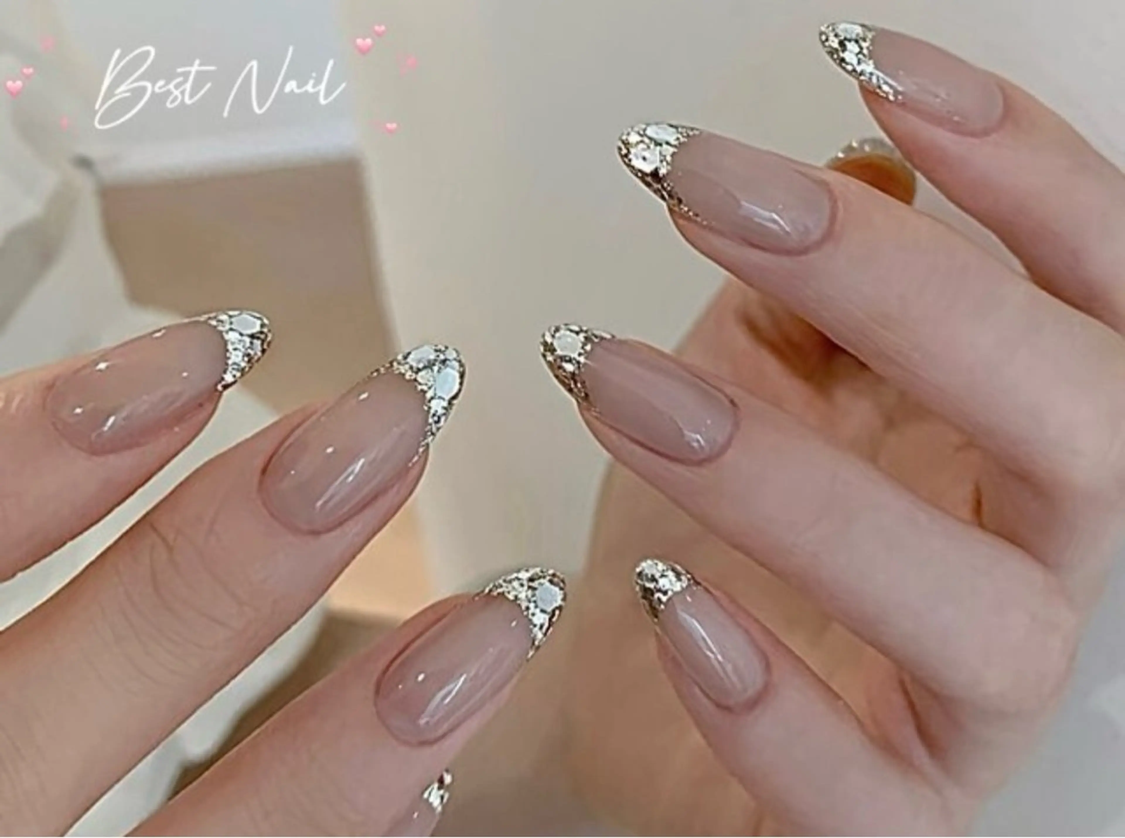 ネイル オーロラネイル クリアネイル 長さ出し ジェルネイル 韓国ネイル ハンドネイル best nailのネイルデザイン