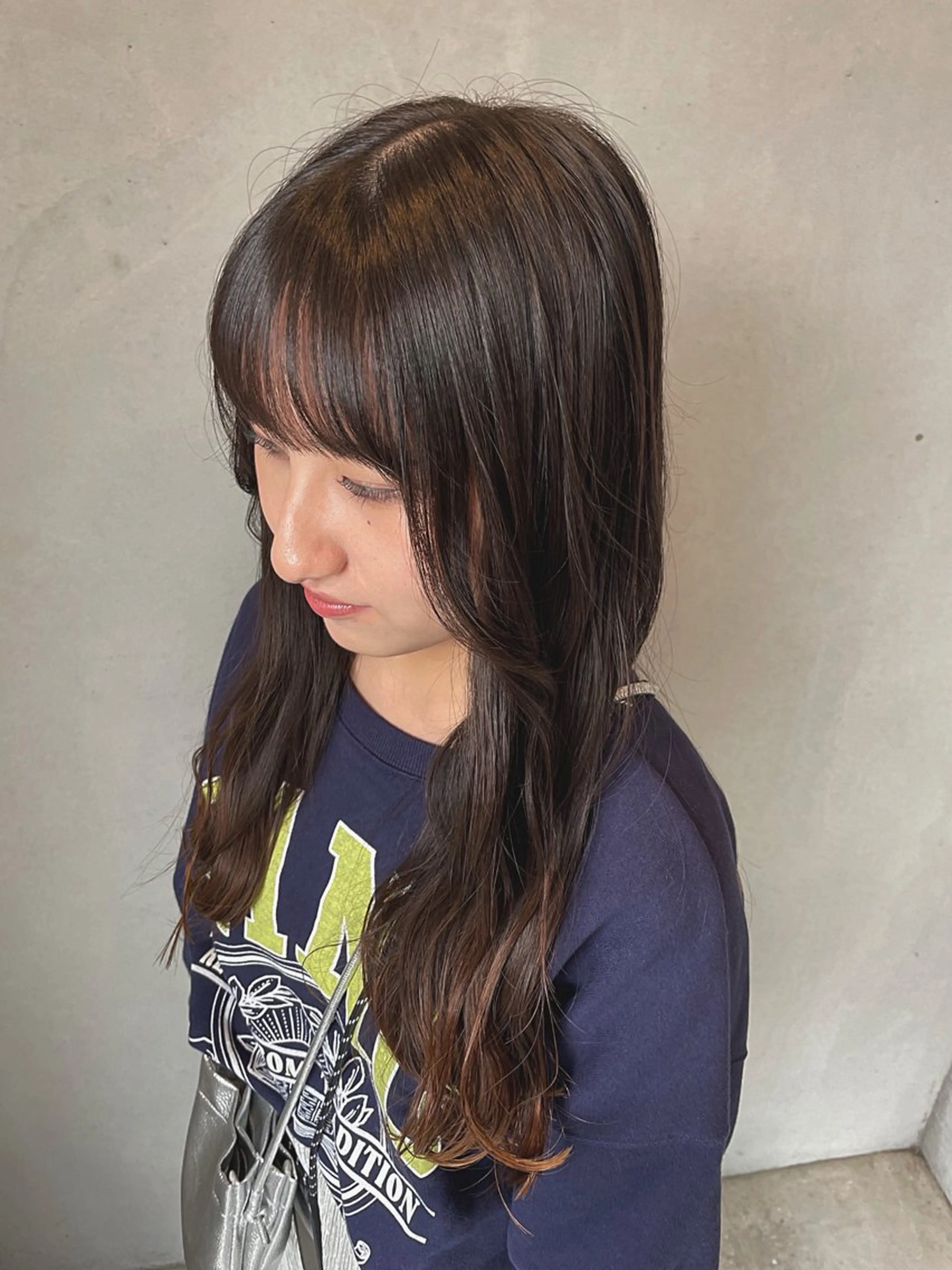 ロング 韓国ボブ/顔周り/べ ージュ/織田百華🎀のヘアスタイル