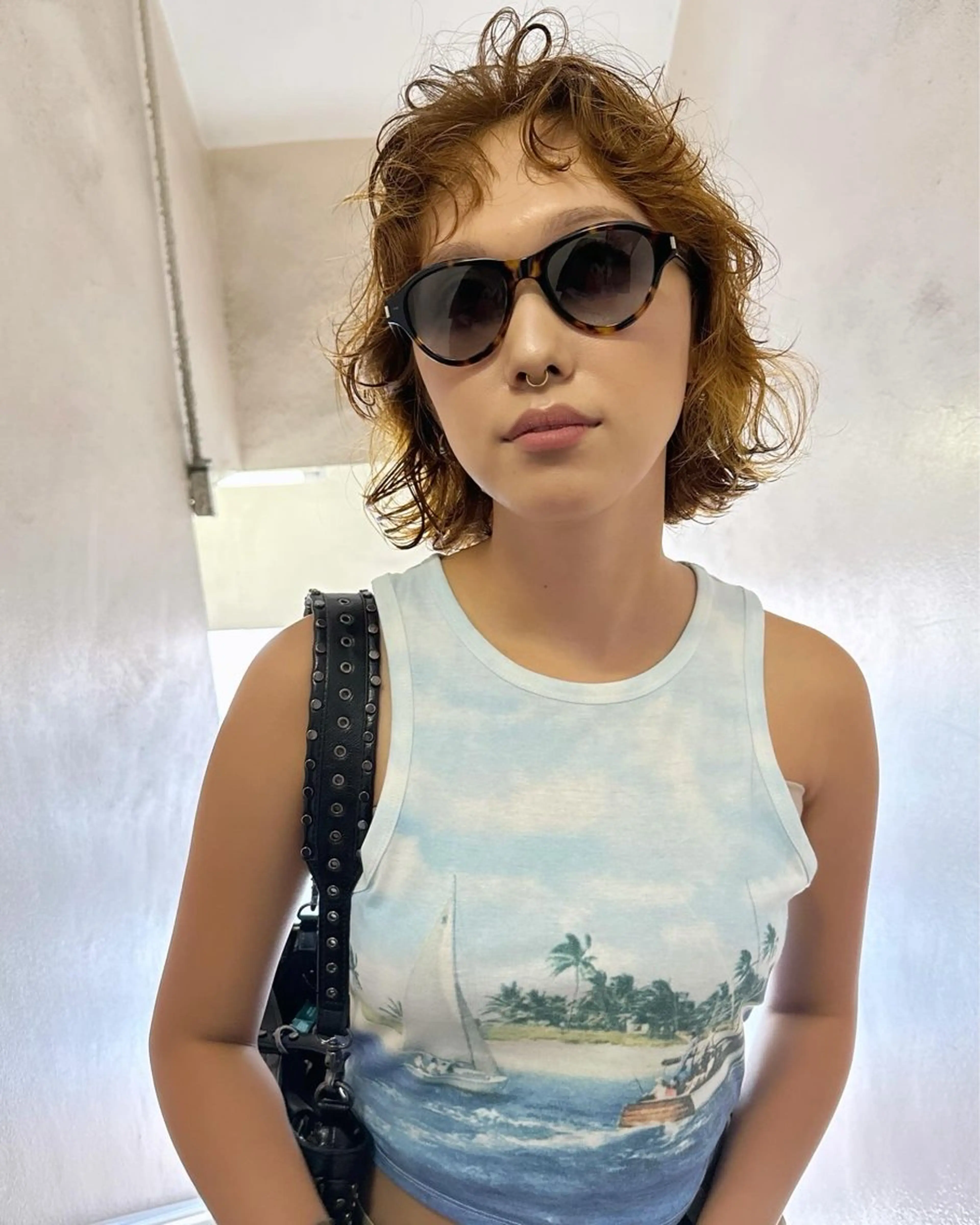 ショート カラー パーマ ヘアアレンジ ブリーチ ブリーチなしカラー 丸山渉/パーマ エフェクトブリーチのヘアスタイル