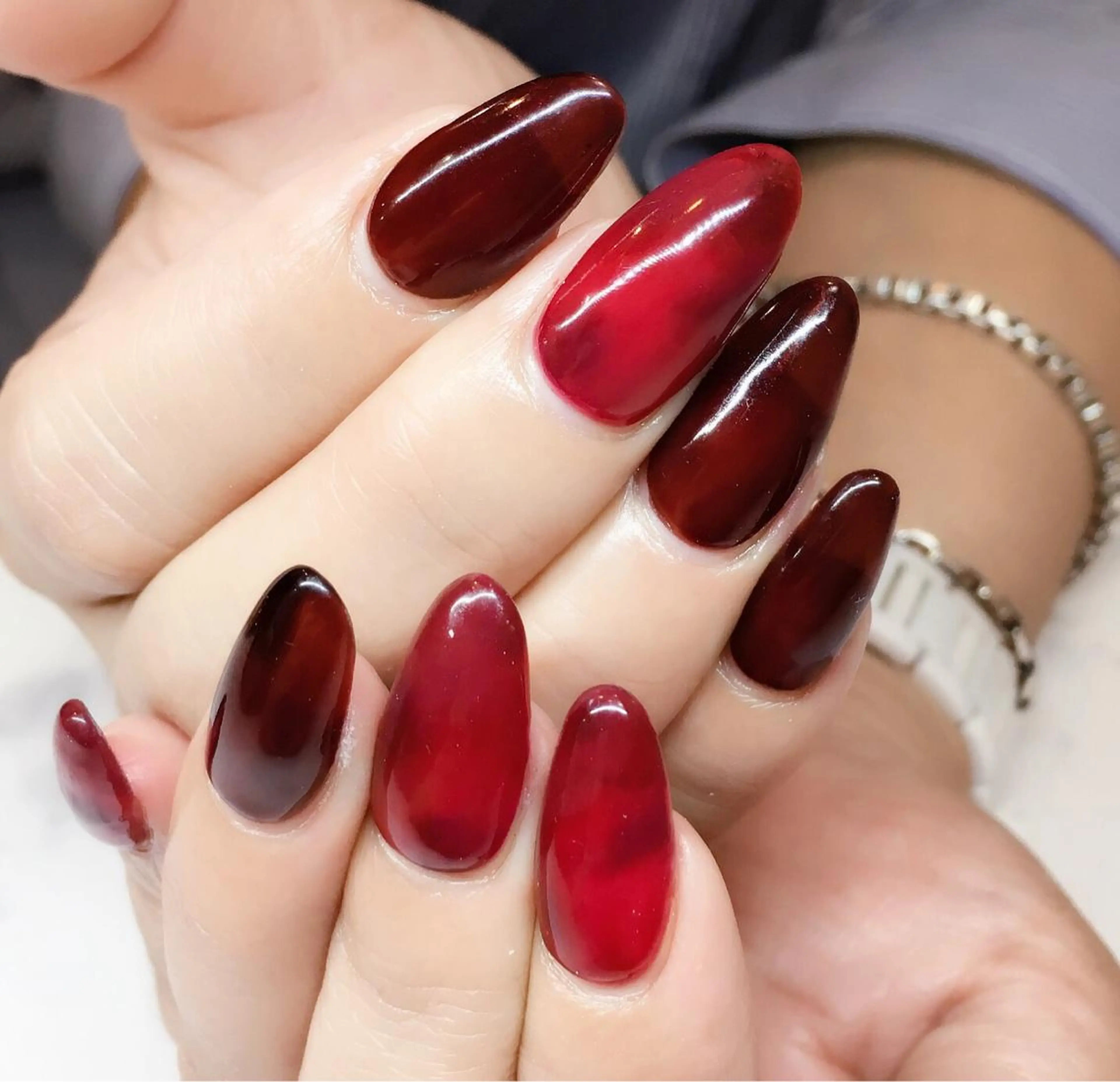 ネイル ボルドー ブラウン 持ち込み スカルプネイル nail salon Soeurのネイルデザイン