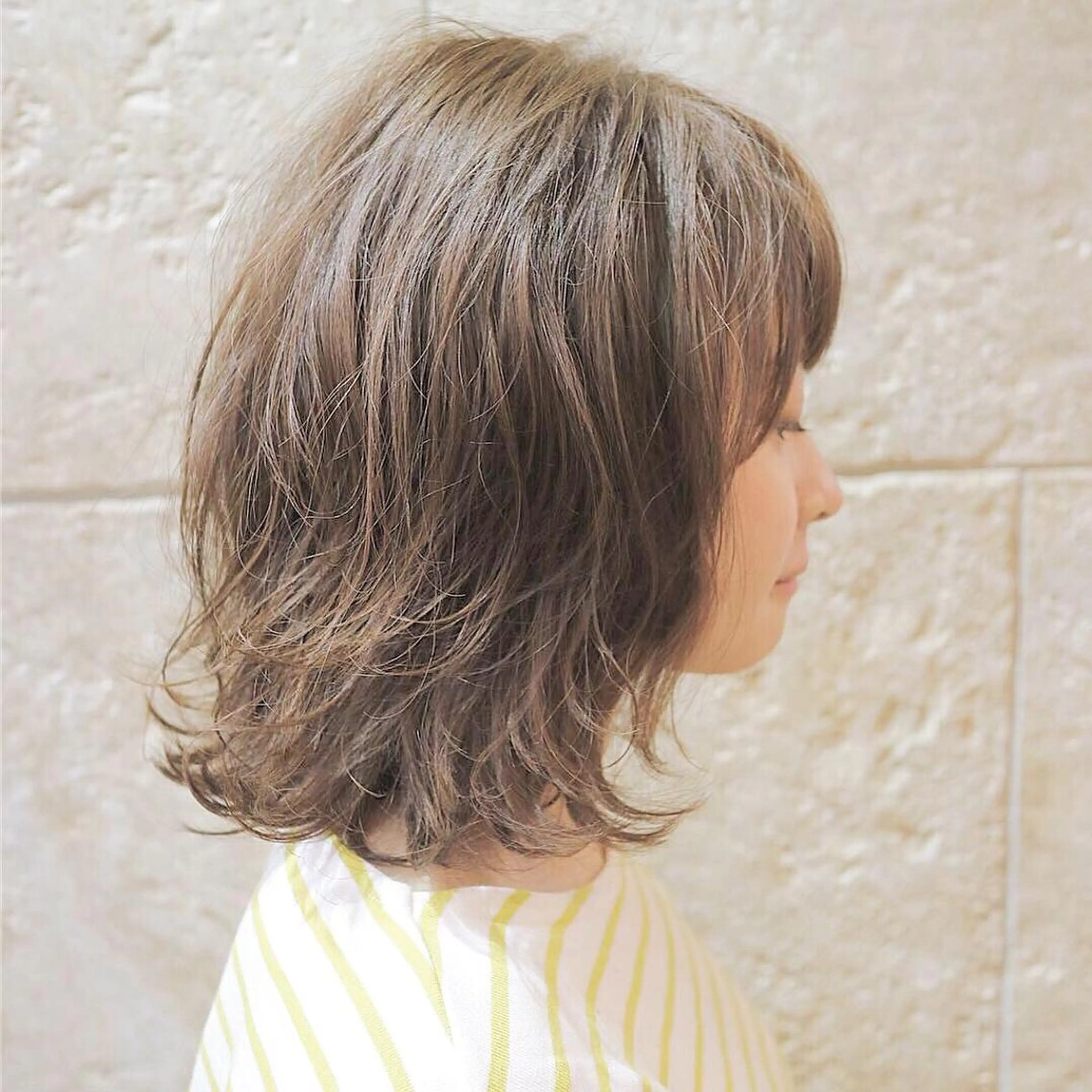 ミディアム カラー ボブレイヤー ラベンダーカラー ボブ レイヤーカット カット ヘアカラー トリートメント 斉藤 貴也のヘアスタイル