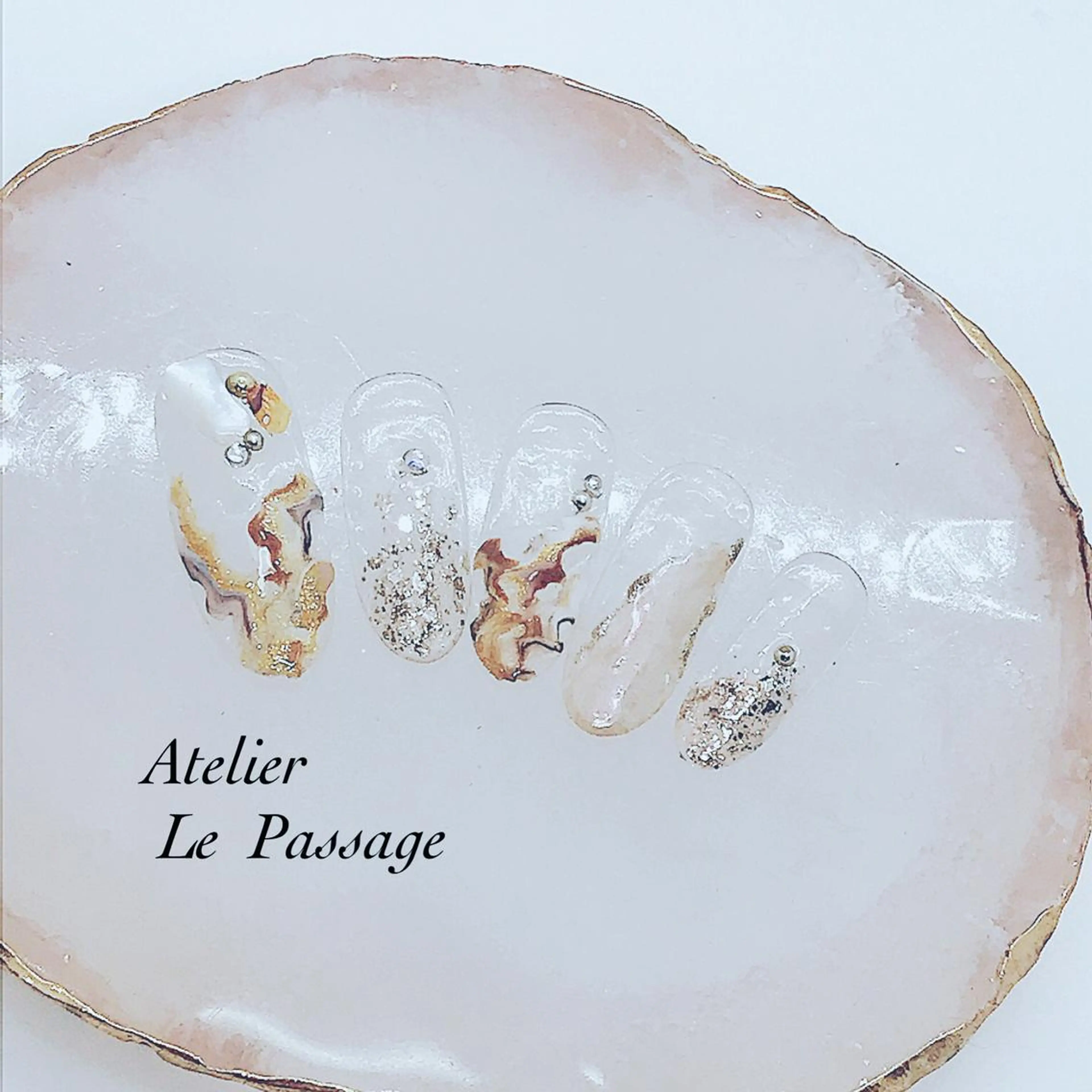 ネイル ジェルネイル キラキラネイル 大理石ネイル(マーブル) ニュアンスネイル パラジェル Atelier Le Passage所属・h nakatsukaのネイルデザイン