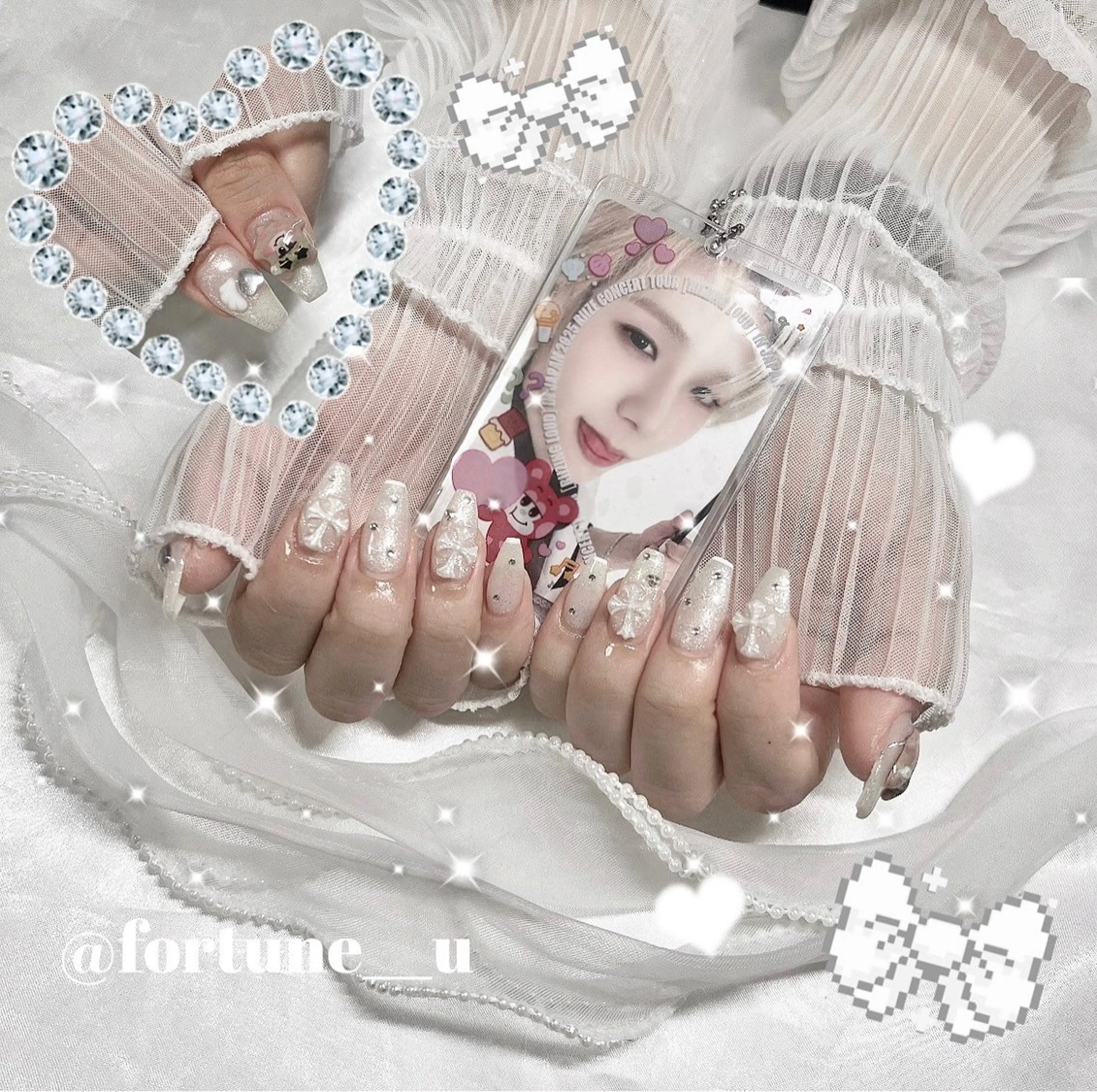 ネイル チークネイル ガーリー 韓国ネイル 水色 持ち込み ハンドネイル 💜 Yuuna💜のネイルデザイン