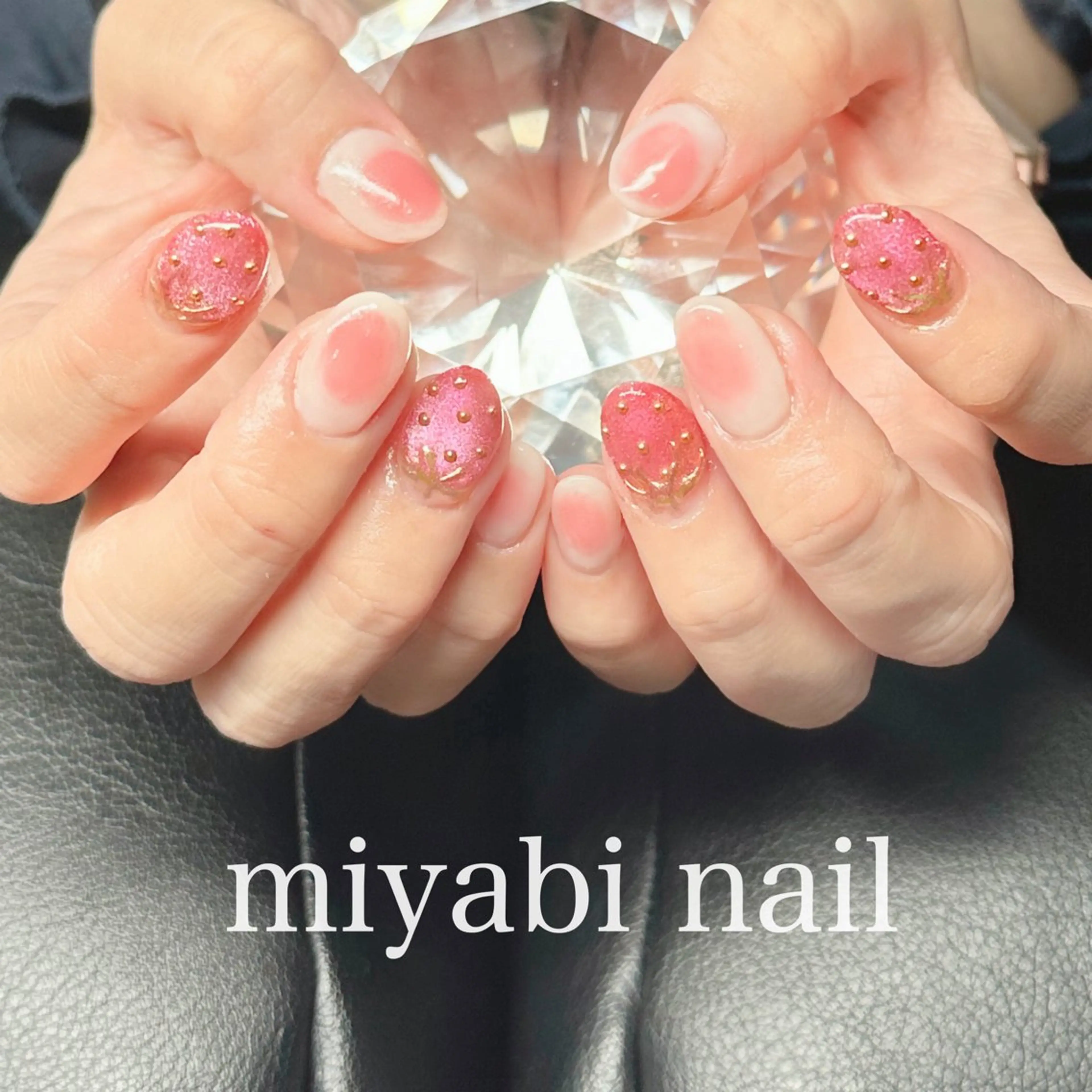 ネイル チークネイル ジェルネイル ゴールド マグネットネイル ミラーネイル ハンドネイル miyabi nail 桂川駅近くのネイルデザイン