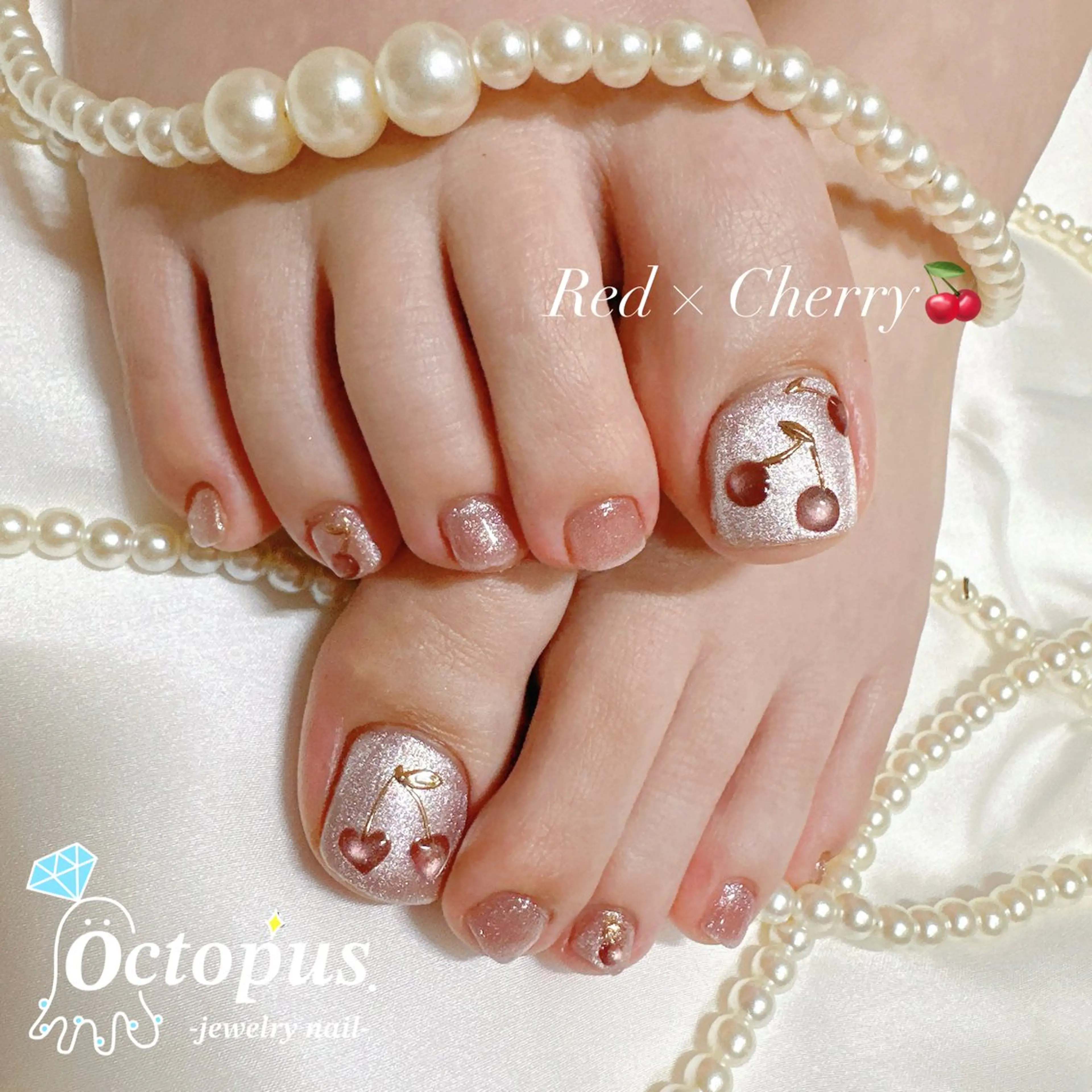 ネイル アートネイル フットネイル キラキラネイル マグネットネイル 持ち込み フットネイル Octopus.-jewelry nail-所属・ネイリスト KURUMIのネイルデザイン