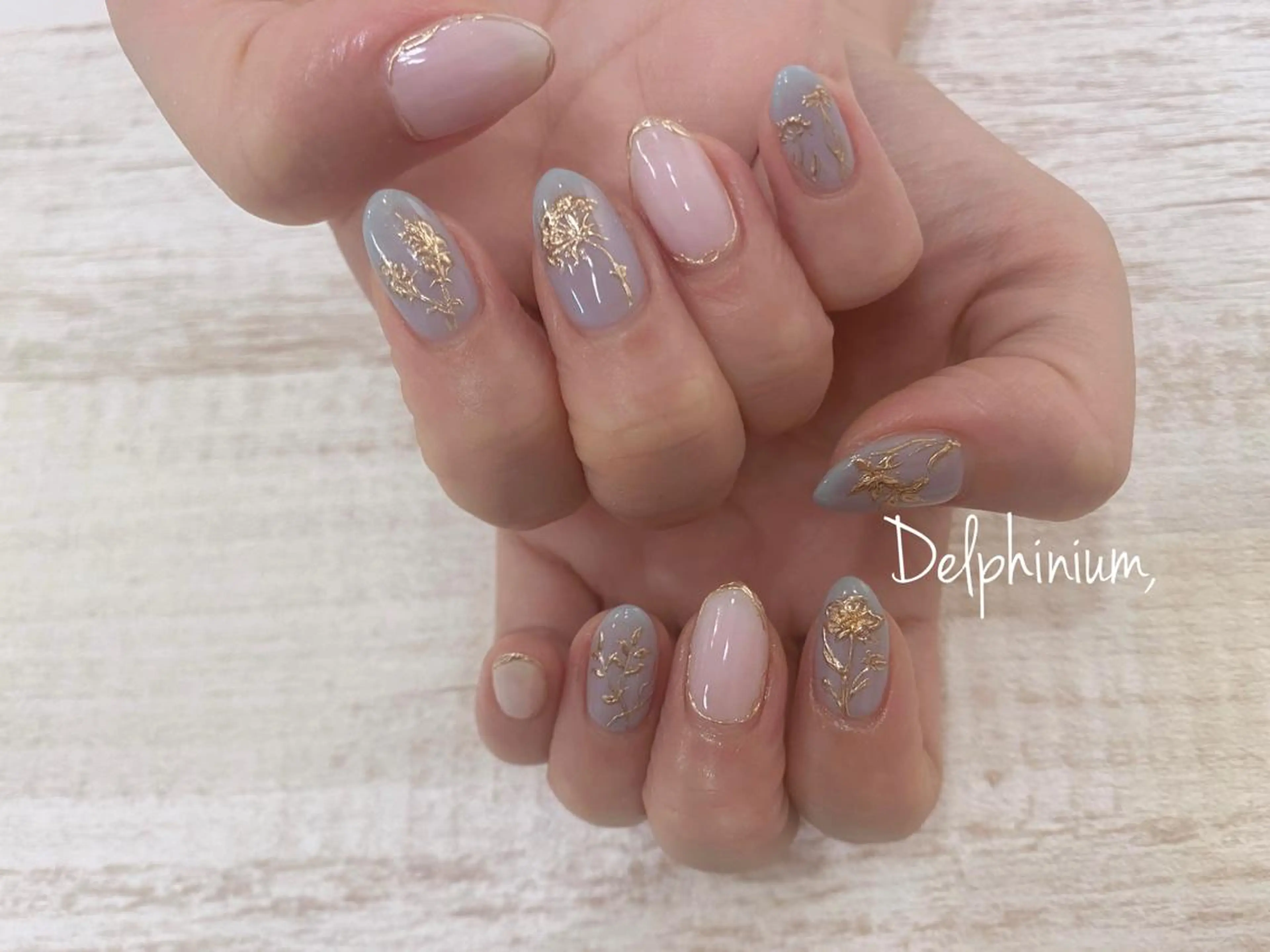 ネイル ブルー ガーリー 春ネイル ハンドネイル 岡本 友恵のネイルデザイン