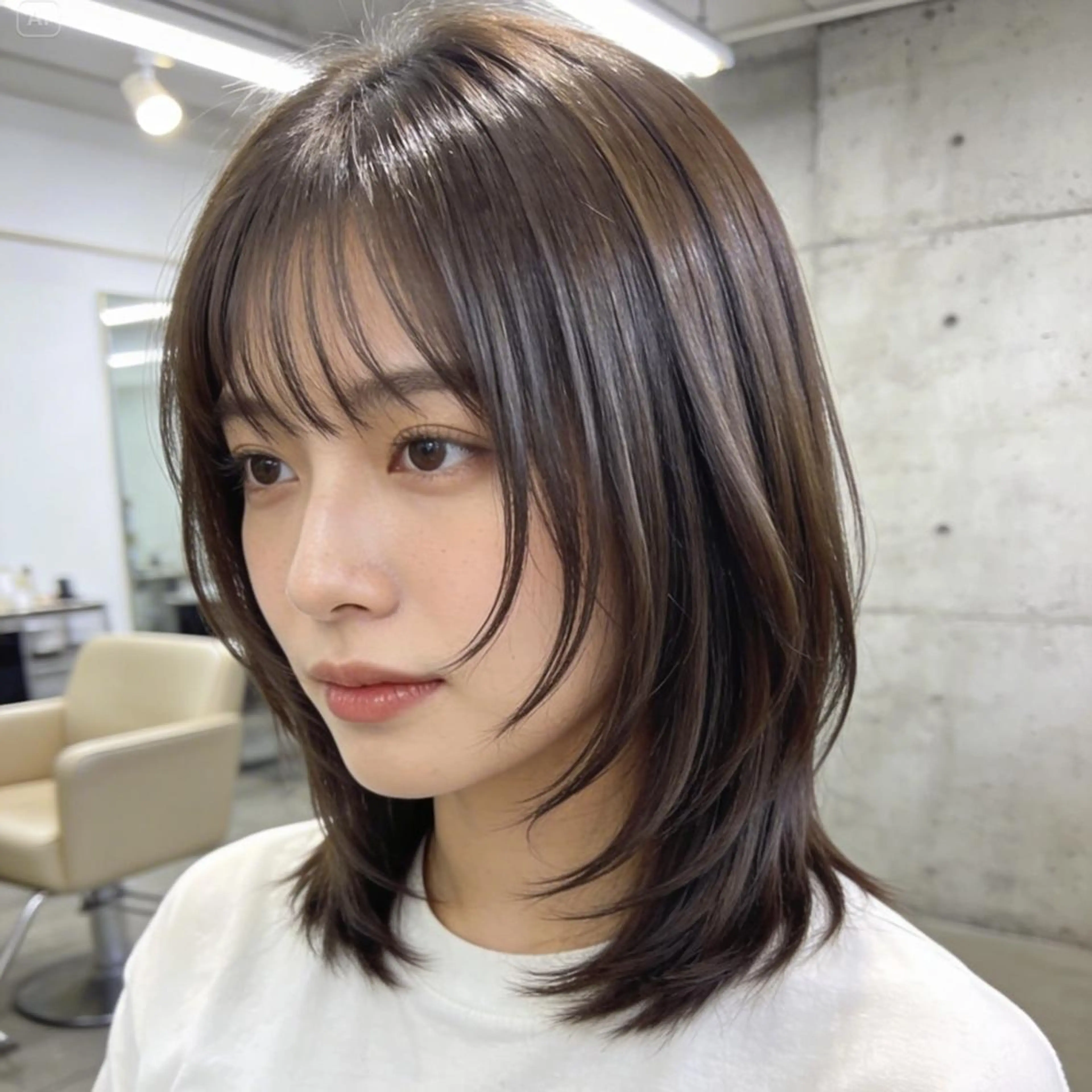 ミディアム ボブレイヤー ミディアムレイヤー ボブ くびれヘア 顔まわりレイヤー カット ヘアカラー トリートメント 髪質改善/ハイライト カラー/似合わせ/涼のヘアスタイル