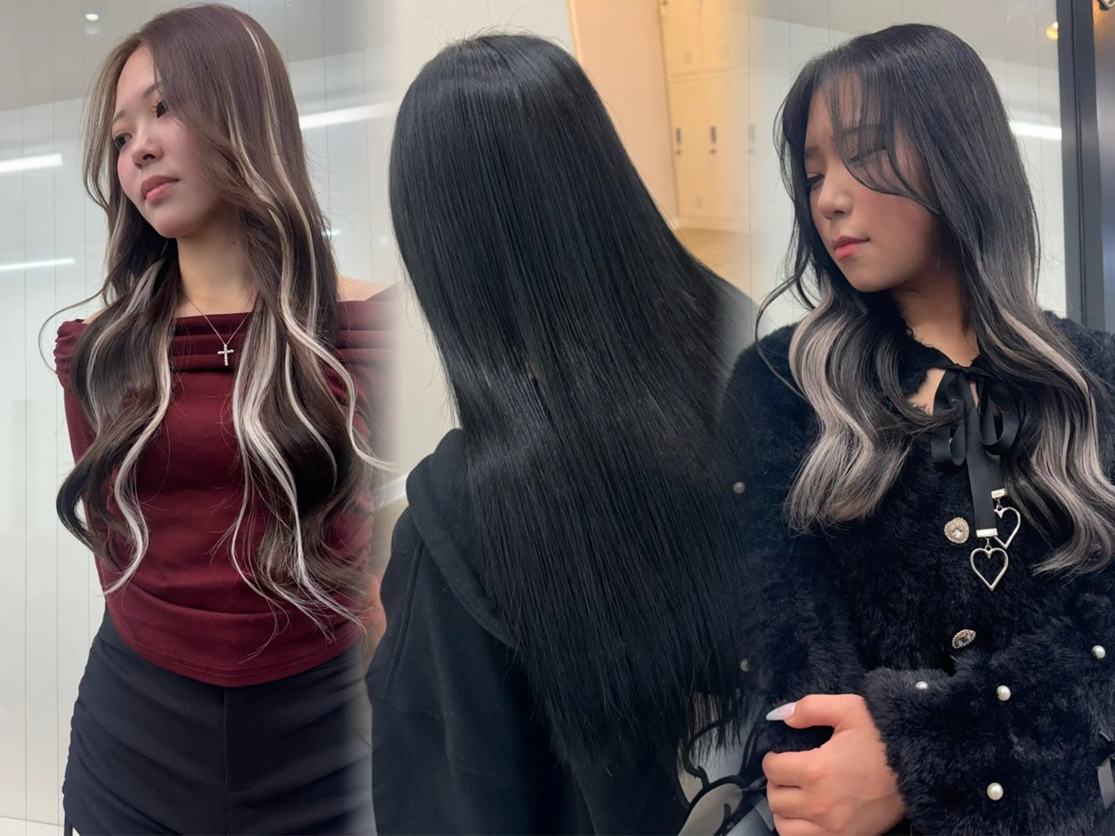 ロング ミストバング ハイライト 髪質改善 ヨシンモリ 韓国風ヘア エクステ 🫧La Mimi YUI🫧のヘアスタイル