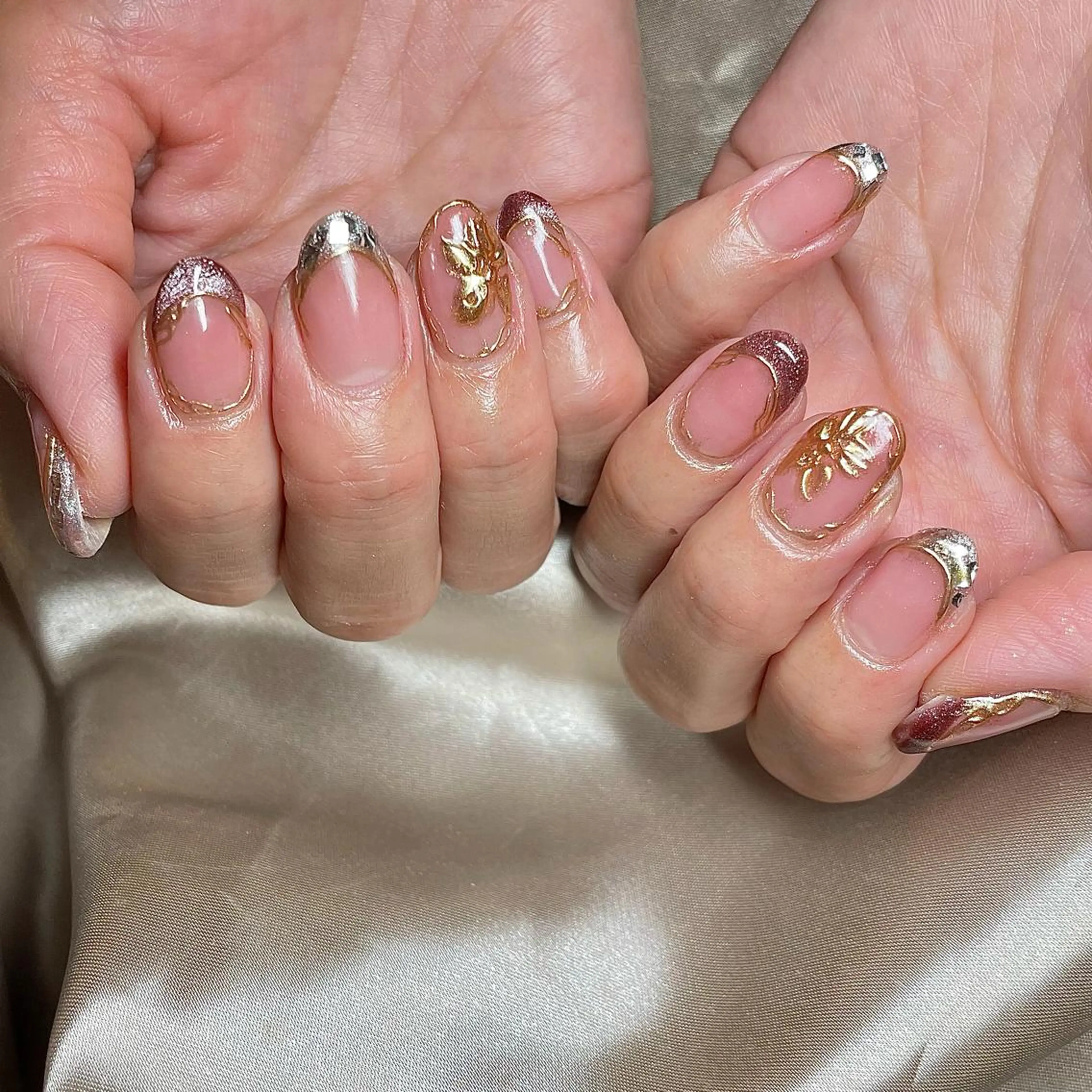 ミディアム カラー パーマ ヘアアレンジ メンズ キッズ ネイル マツエク・マツパ フレンチネイル マグネットネイル マグネットフレンチ nail&eye Aoのマツエク・マツパデザイン