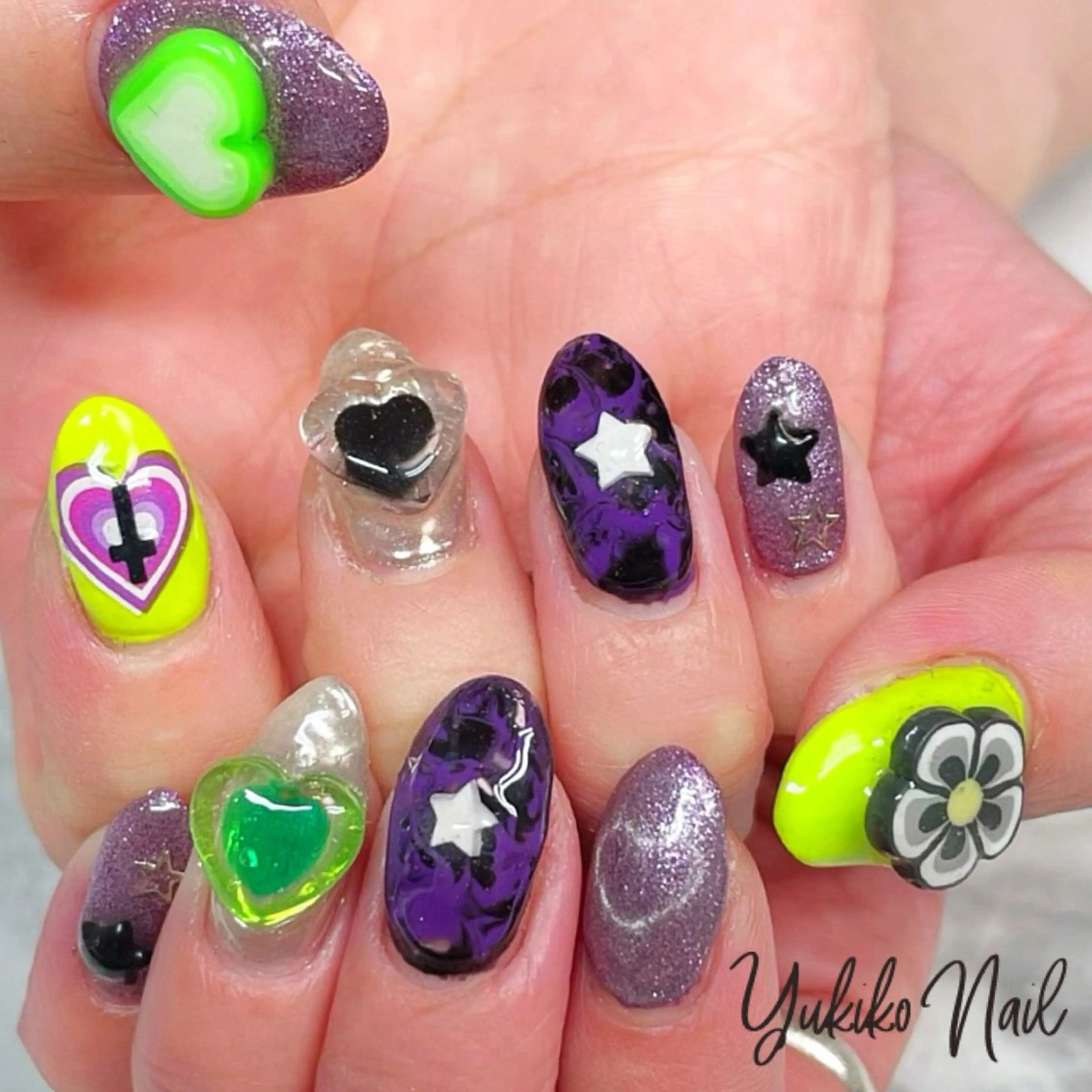 ネイル ハート マグネットネイル 持ち込み ハンドネイル ユキコ ネイルのネイルデザイン