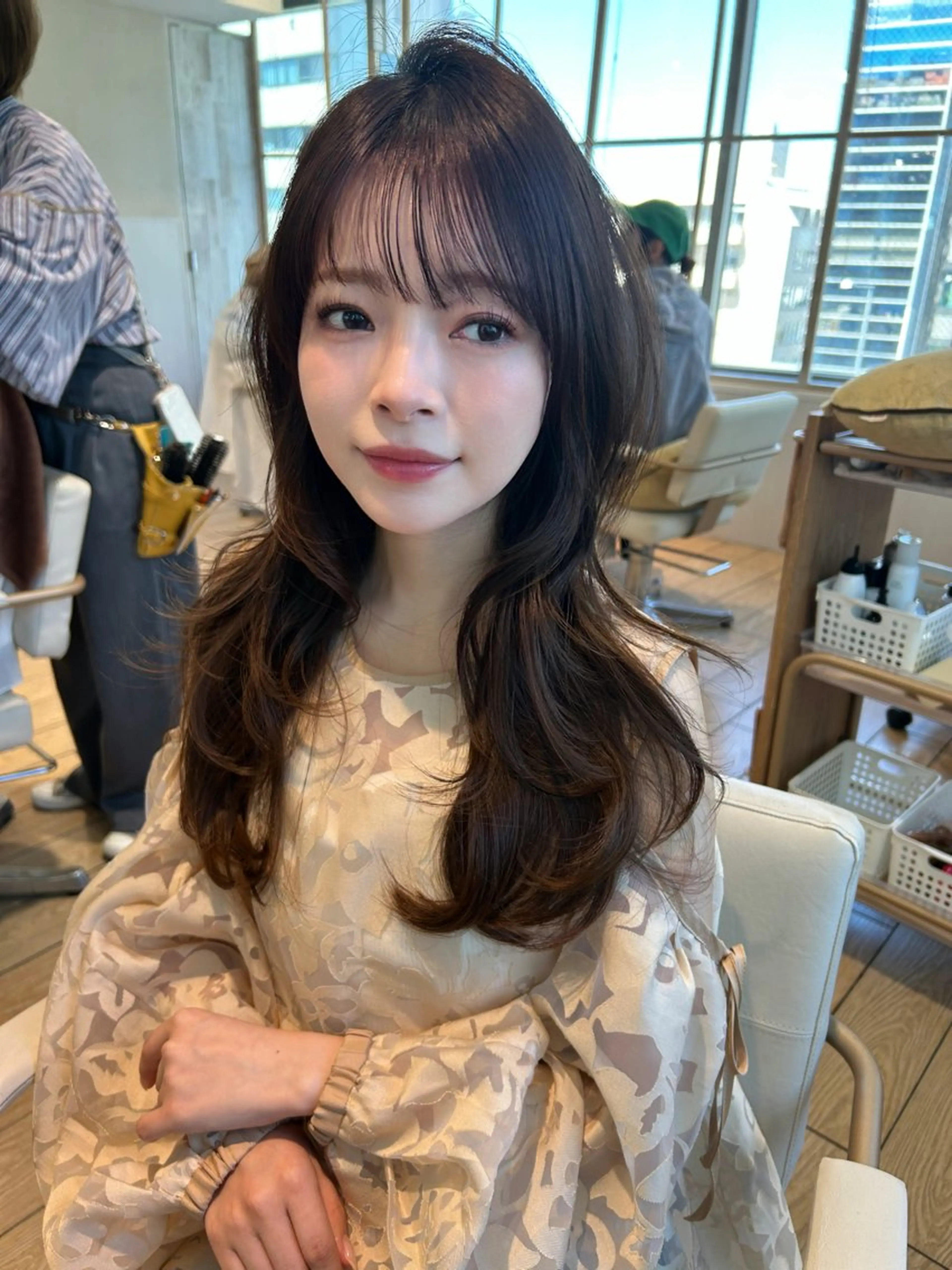 ロング カット ヘアカラー トリートメント 🎀大竹美侑／顔まわ りカット／レイヤーのヘアスタイル