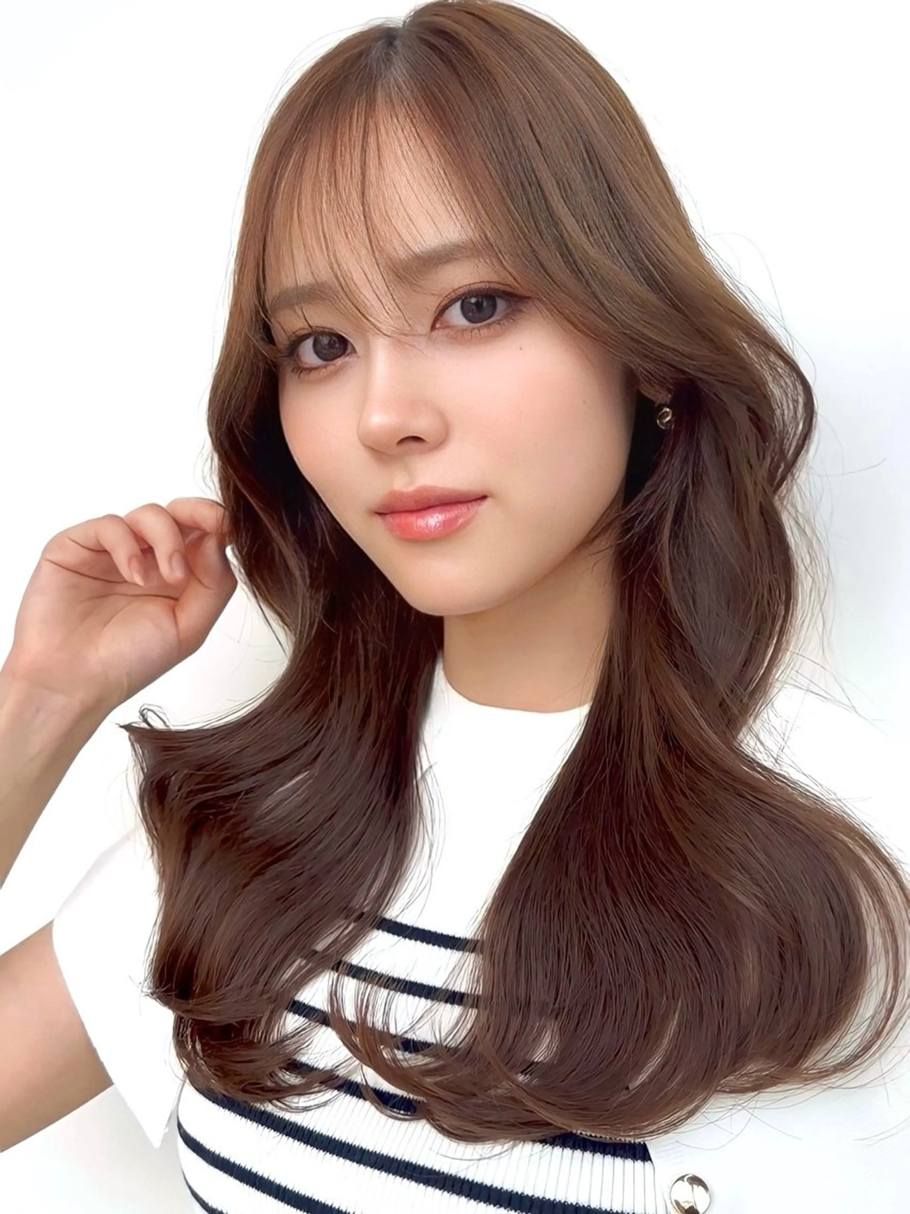 セミロング カラー ヨシンモリ 韓国風ヘア シースルーバング 顔周り特化/韓国ヘア /レイヤー/吉野幸大のヘアスタイル