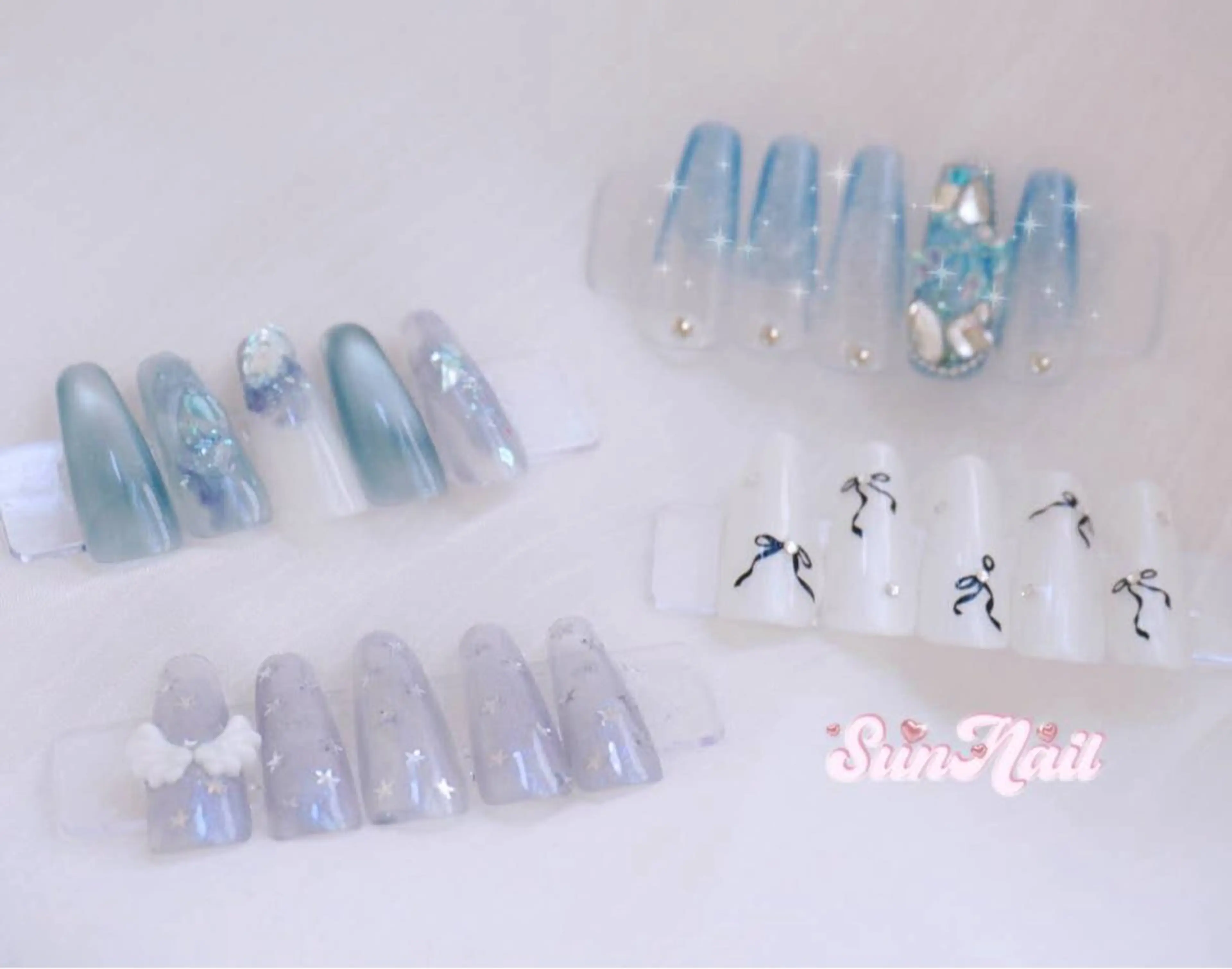 ネイル チークネイル 長さ出し フラワーネイル フレンチネイル ガーリー sun nail池袋 モデル募集のネイルデザイン