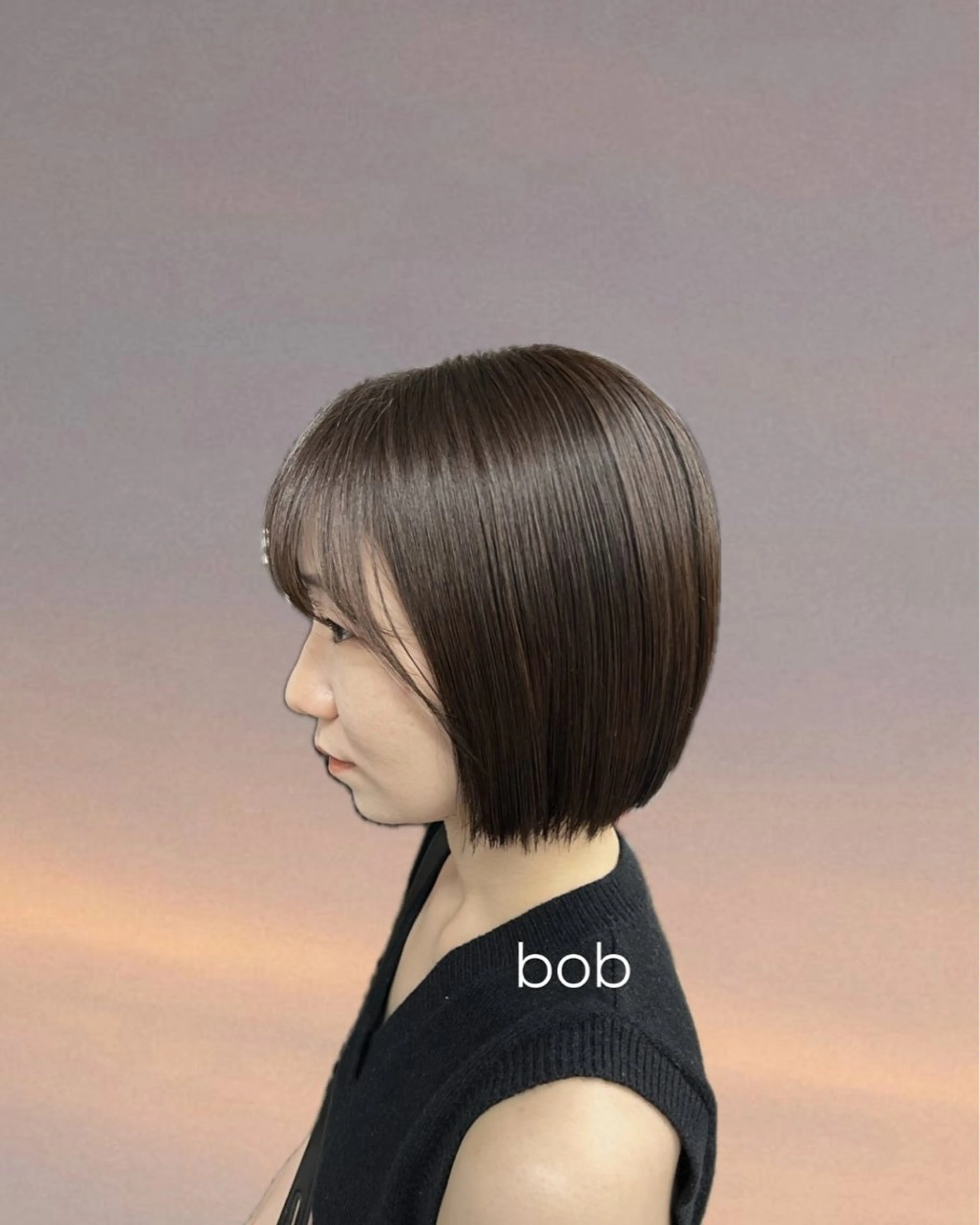 ミディアム カット ヘアカラー トリートメント INORI /フェイスレイヤーのヘアスタイル