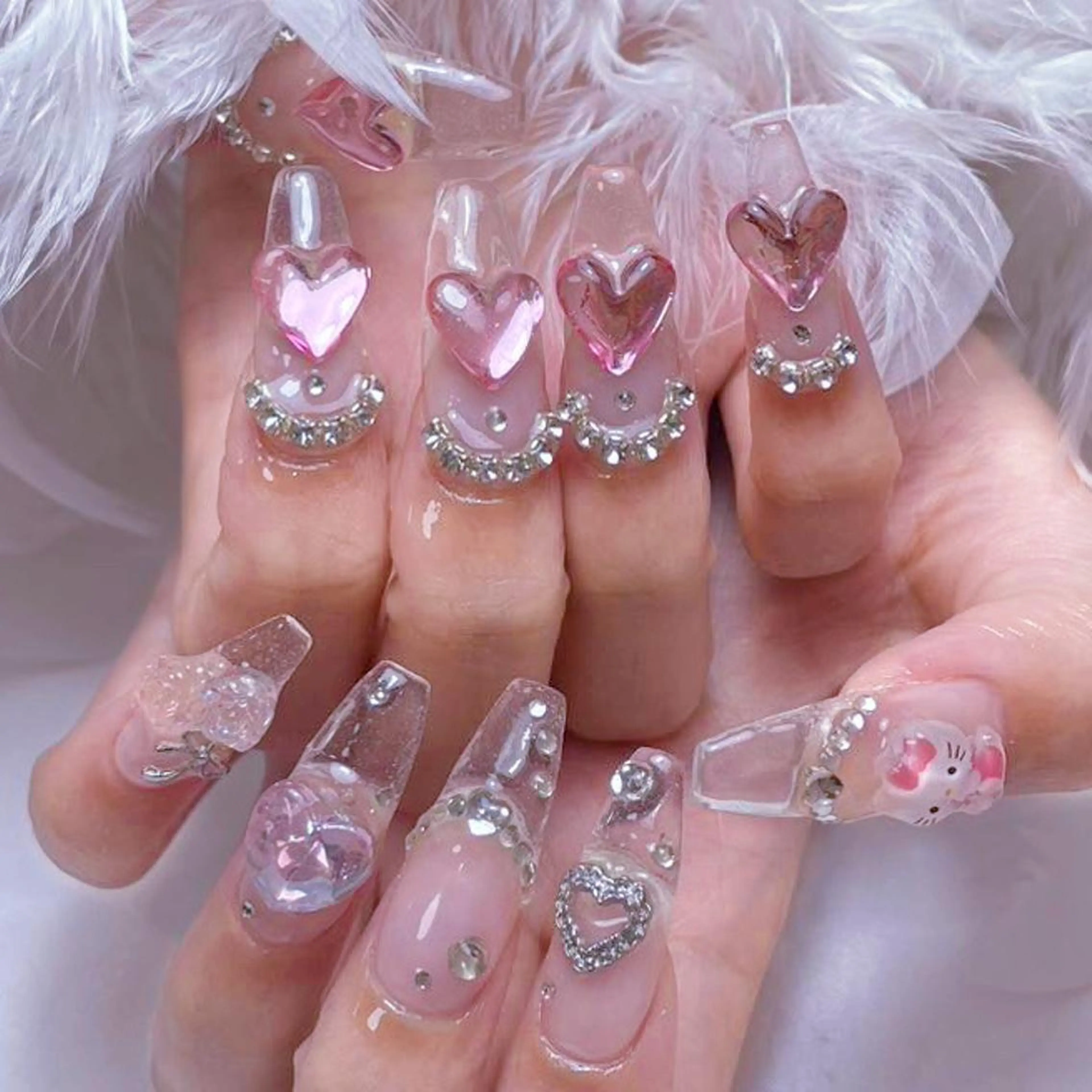ネイル アートネイル オーロラネイル ガーリー キラキラネイル 韓国ネイル ハンドネイル DIANMOND NAIL🌸のネイルデザイン
