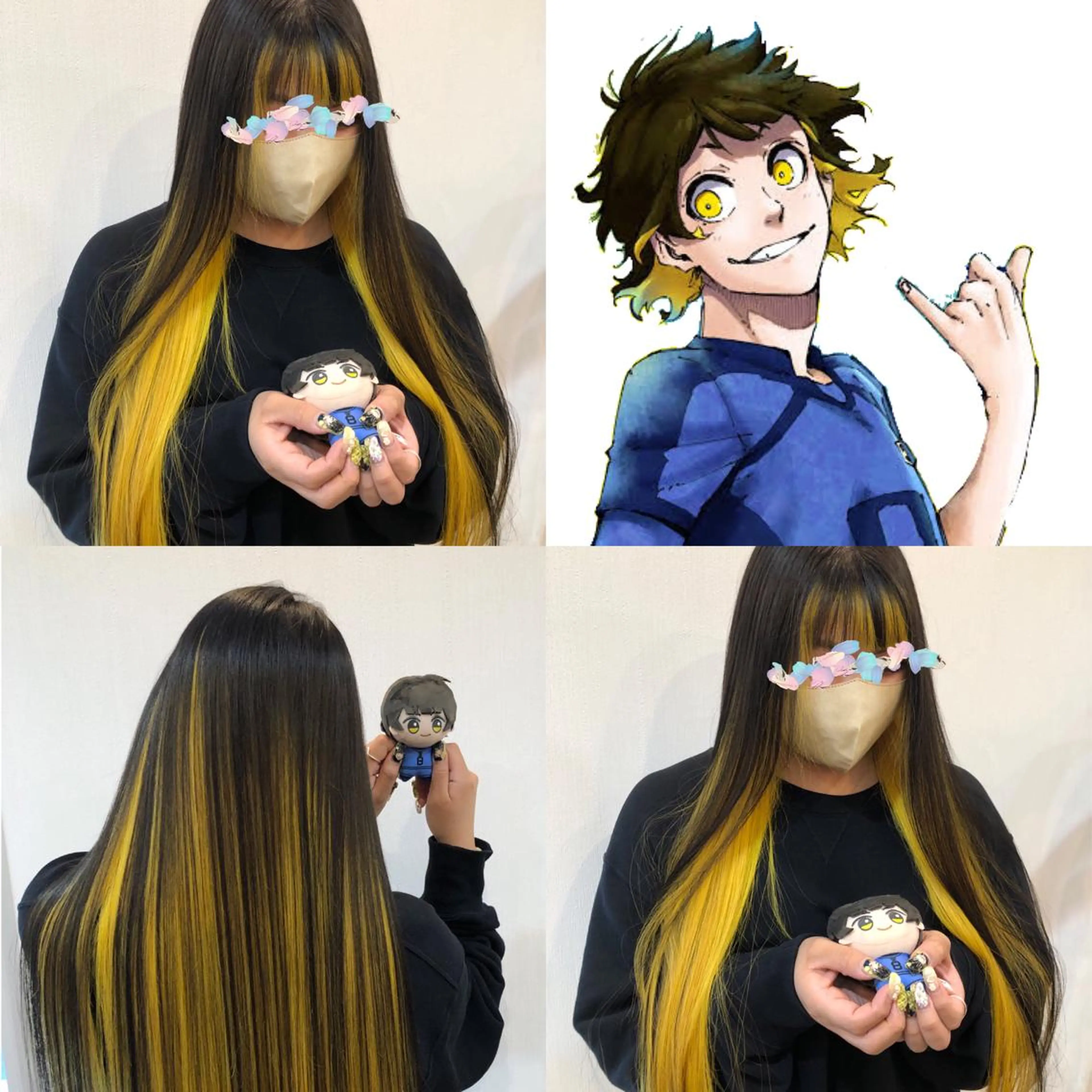 ロング カラー ブリーチ ブルーカラー ケアブリーチ ハイトーンカラー インナーカラー 推しカラー✨ オタク美容師ユウカのヘアスタイル