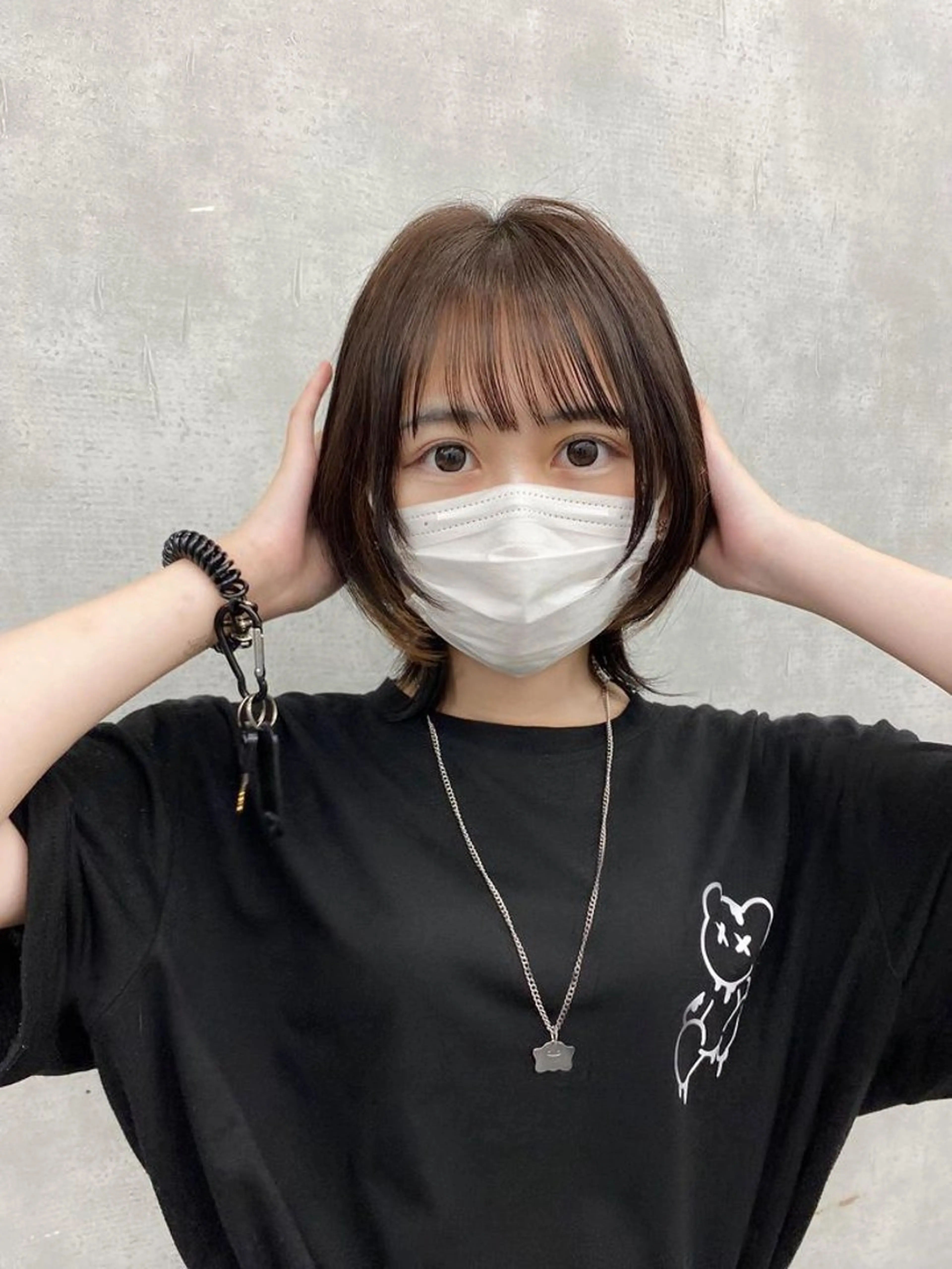 ミディアム カラー 顔まわりレイヤー 韓国風ヘア レイヤーカット ウルフカット ウルフレイヤー レイヤー/艶カラー /韓国ヘア/高松のヘアスタイル