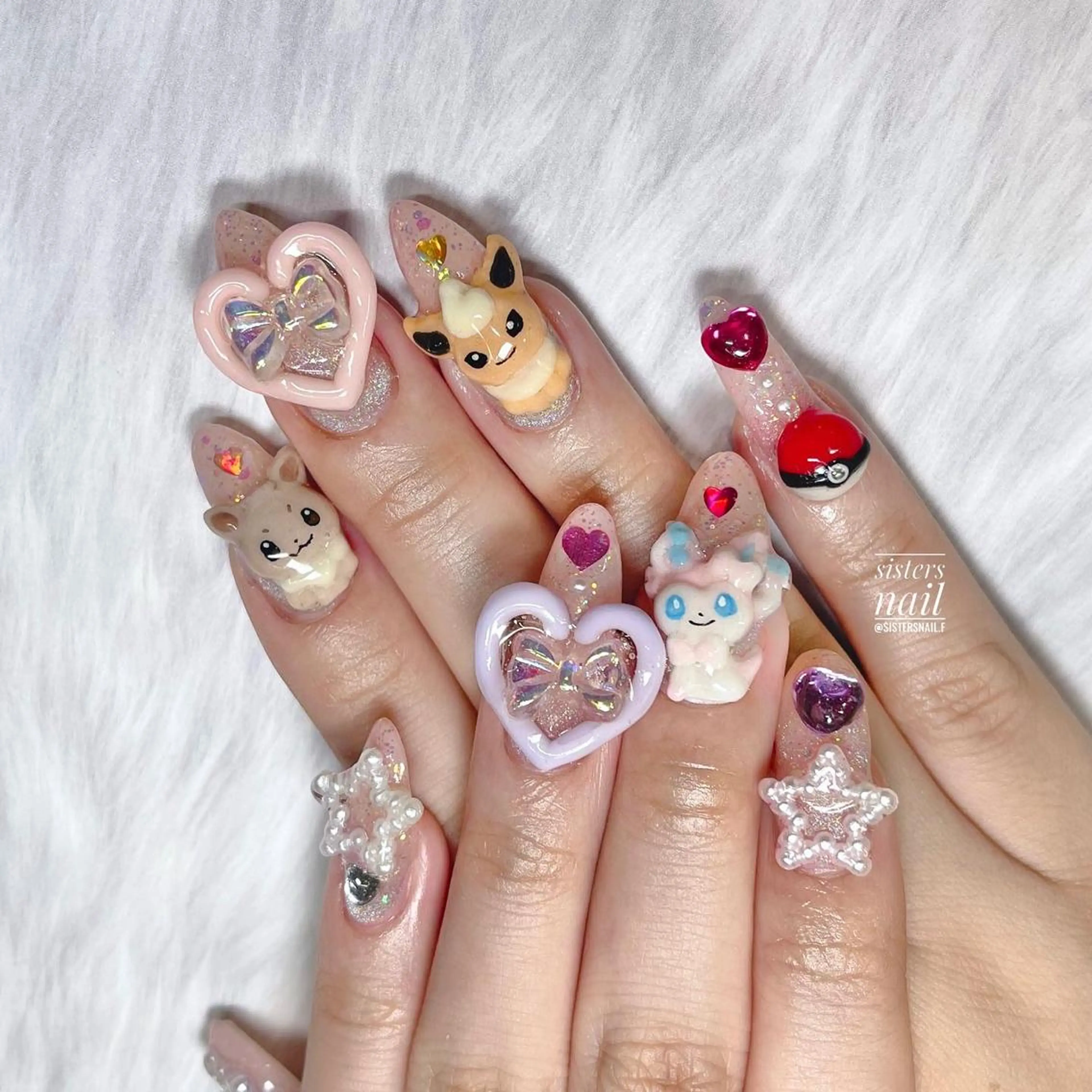 ネイル アートネイル ハート キラキラネイル sisters nail.fのネイルデザイン
