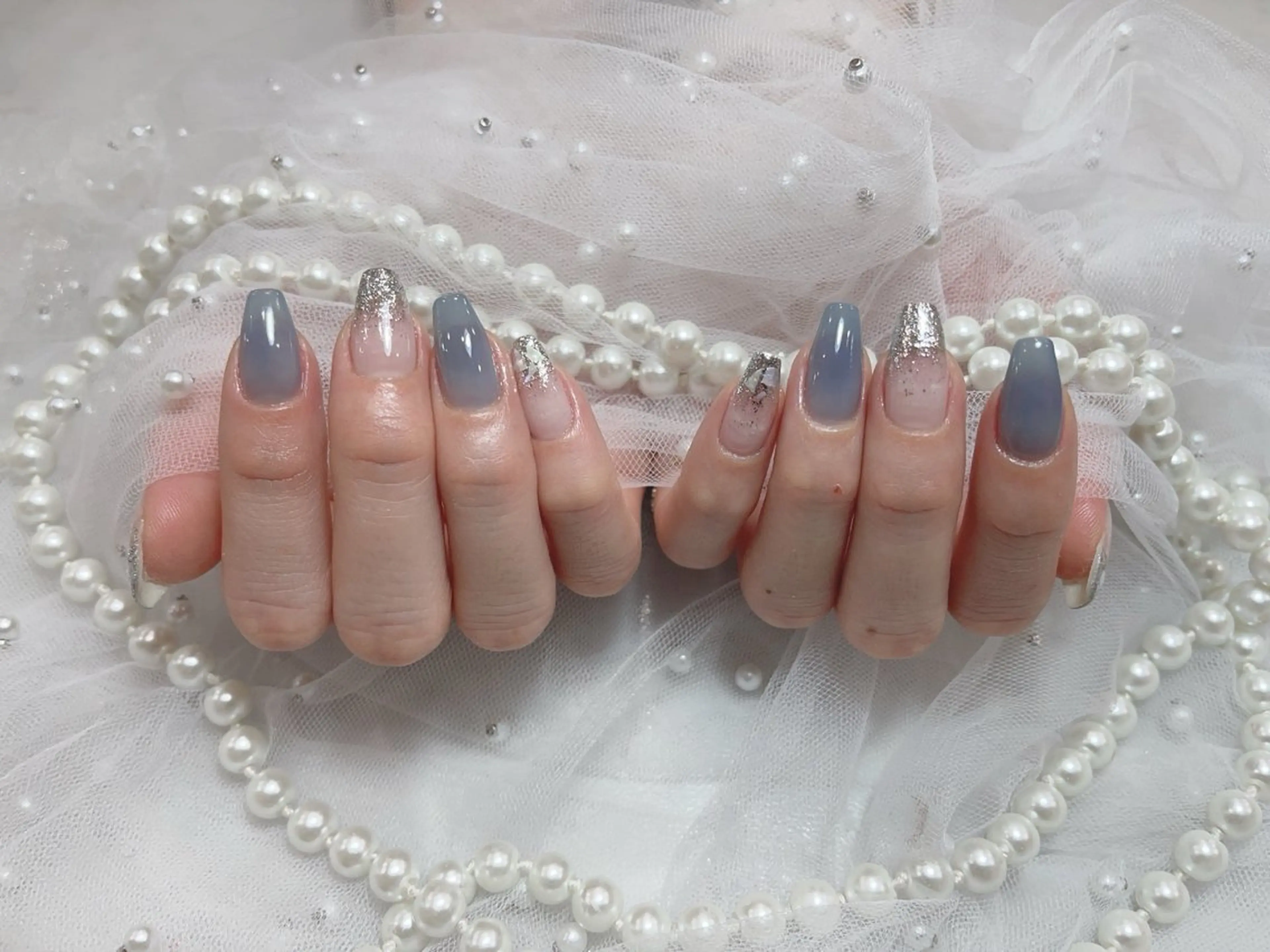 ネイル アートネイル フラッシュネイル フレンチネイル ガラスフレンチ グラデーション M2beauty Renaのネイルデザイン