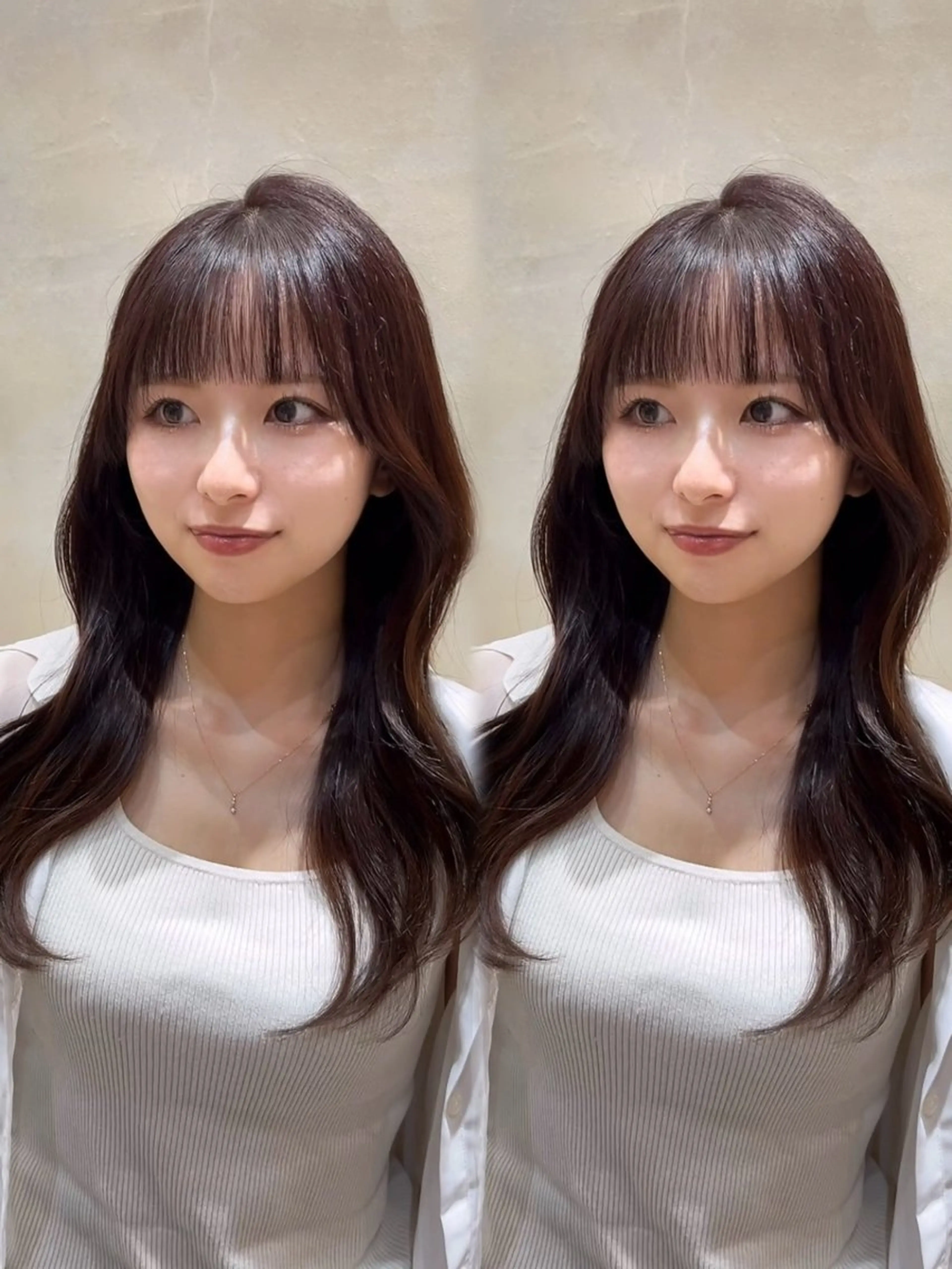 ロング ボブ ヨシンモリ 韓国風ヘア レイヤーカット 似合わせカット カット ヘアカラー トリートメント nao🎀zina 透明感/艶髪のヘアスタイル