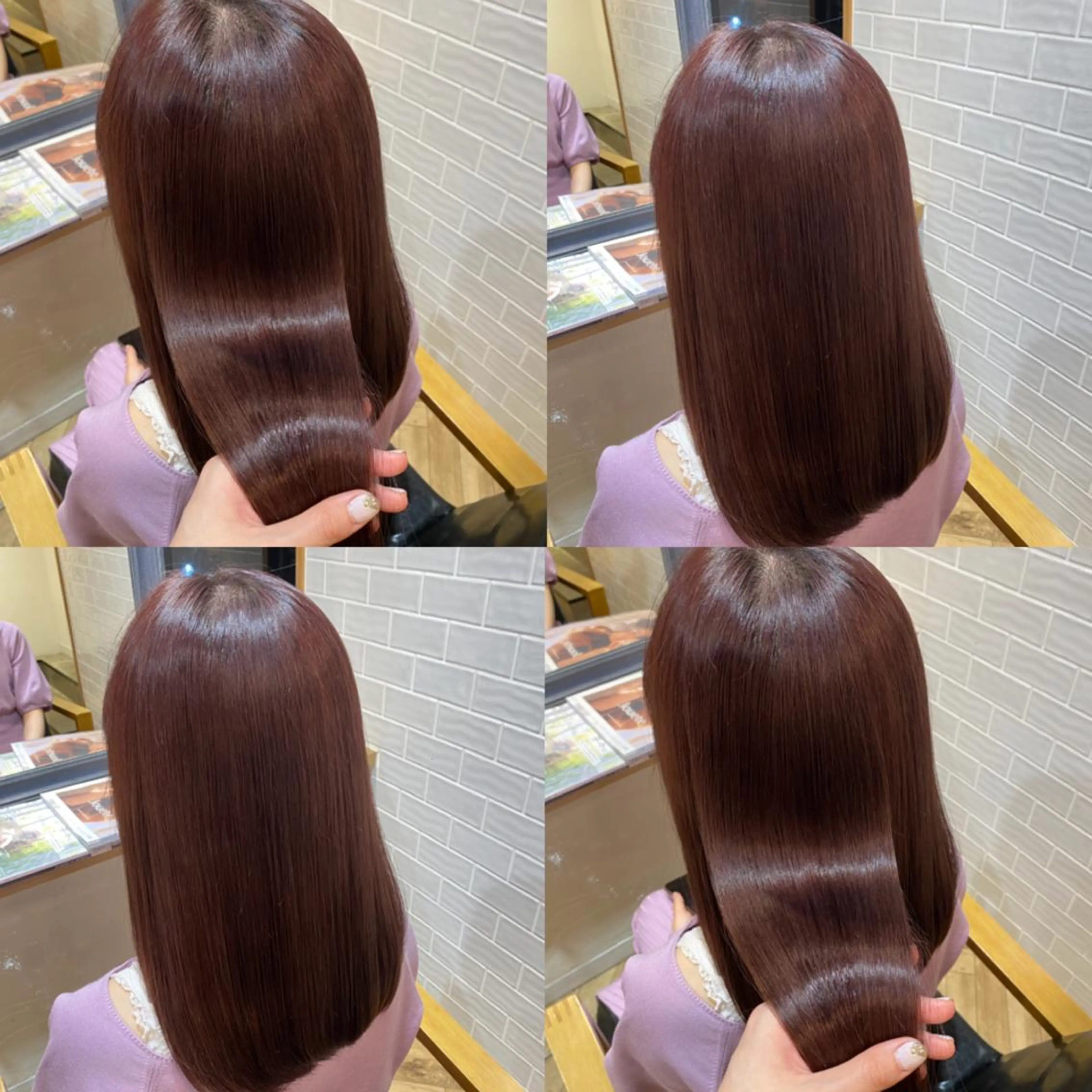 セミロング カラー ブリーチ ピンクカラー 艶カラー/韓国顔周り 🎀mamiのヘアスタイル