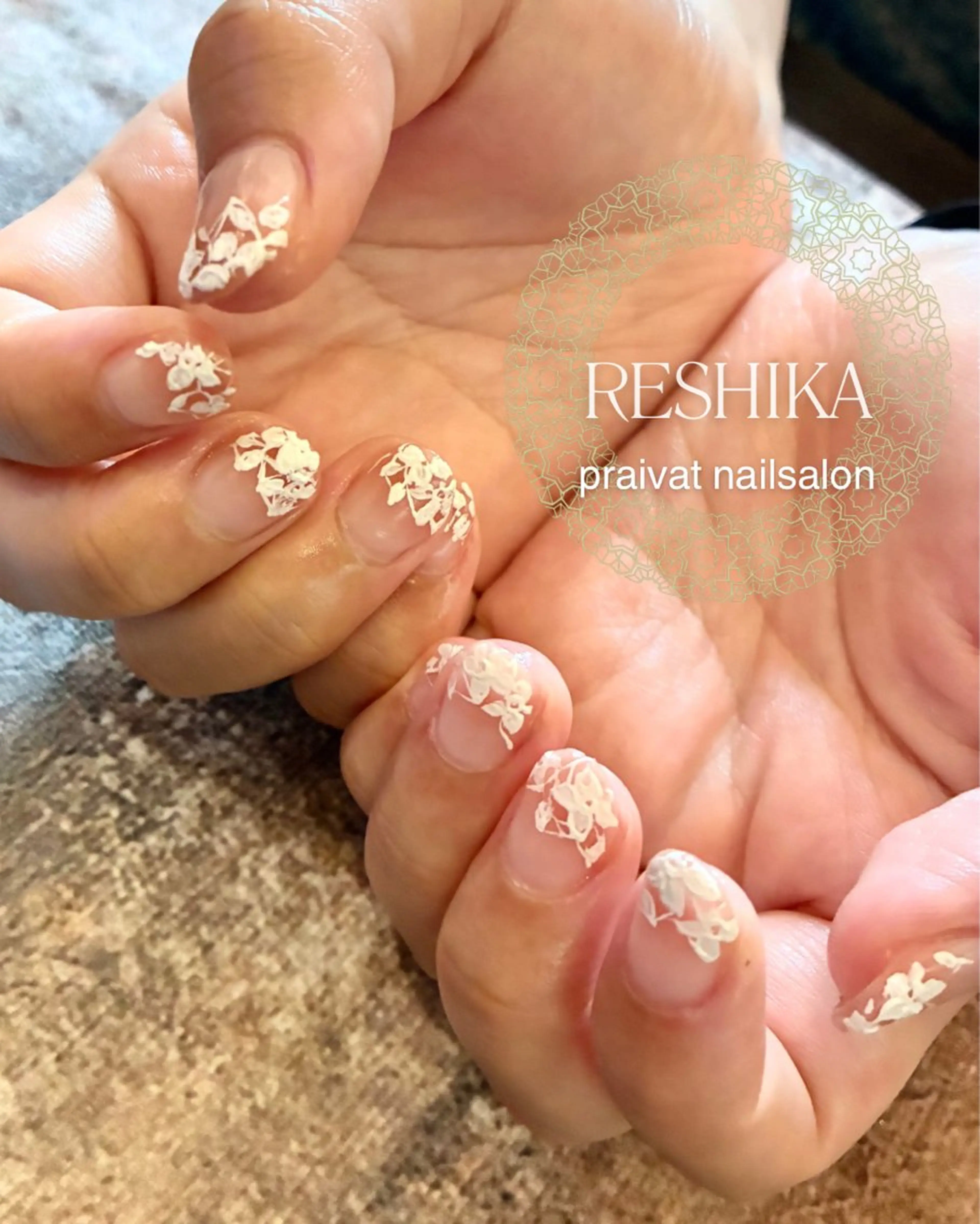 ネイル アートネイル フレンチネイル グラデーション レース m mのネイルデザイン