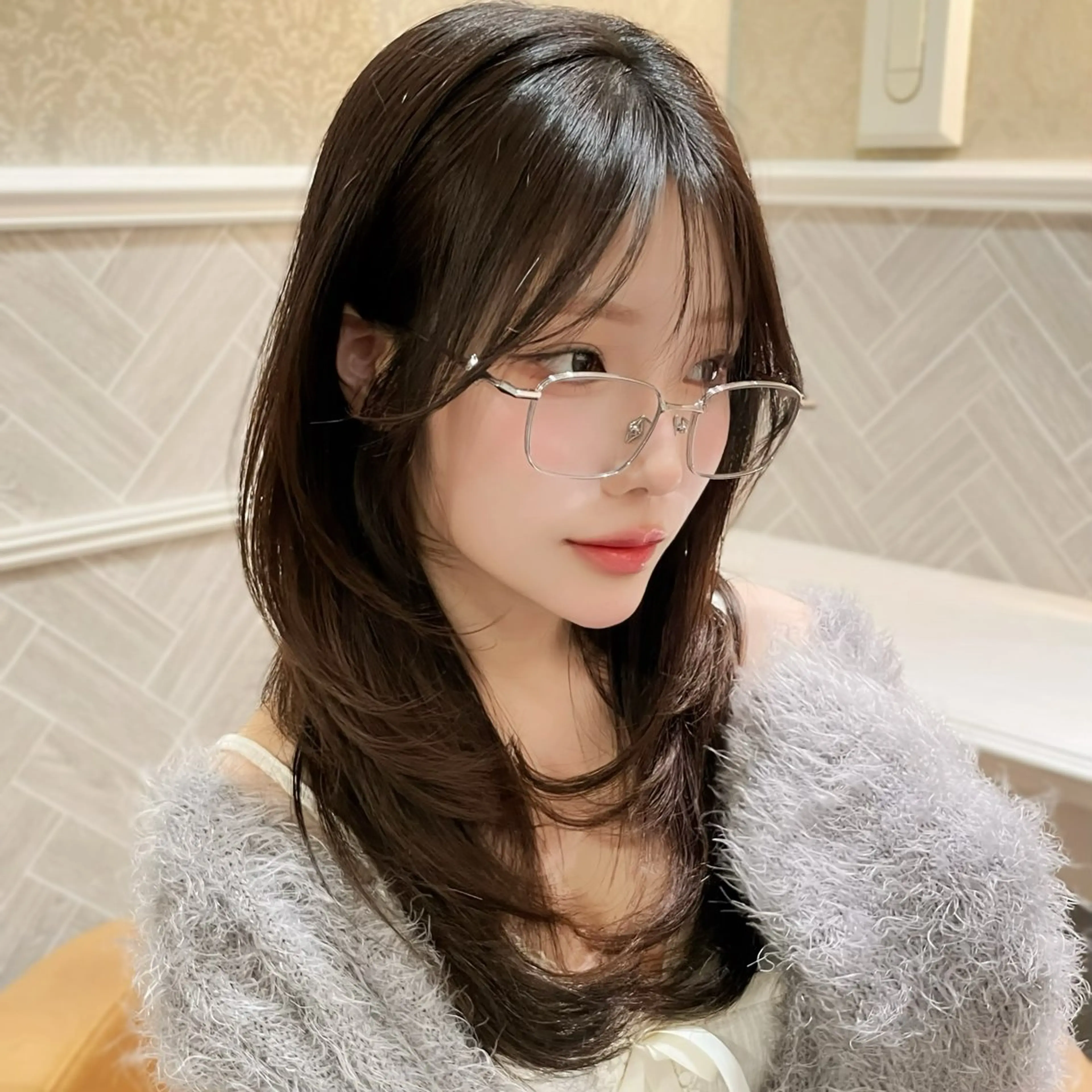 セミロング 髪質改善 韓国風ヘア レイヤーカット 縮毛矯正 トリートメント カット 縮毛矯正 トリートメント 美髪縮毛矯正🤍 髪質改善/Shinaのヘアスタイル