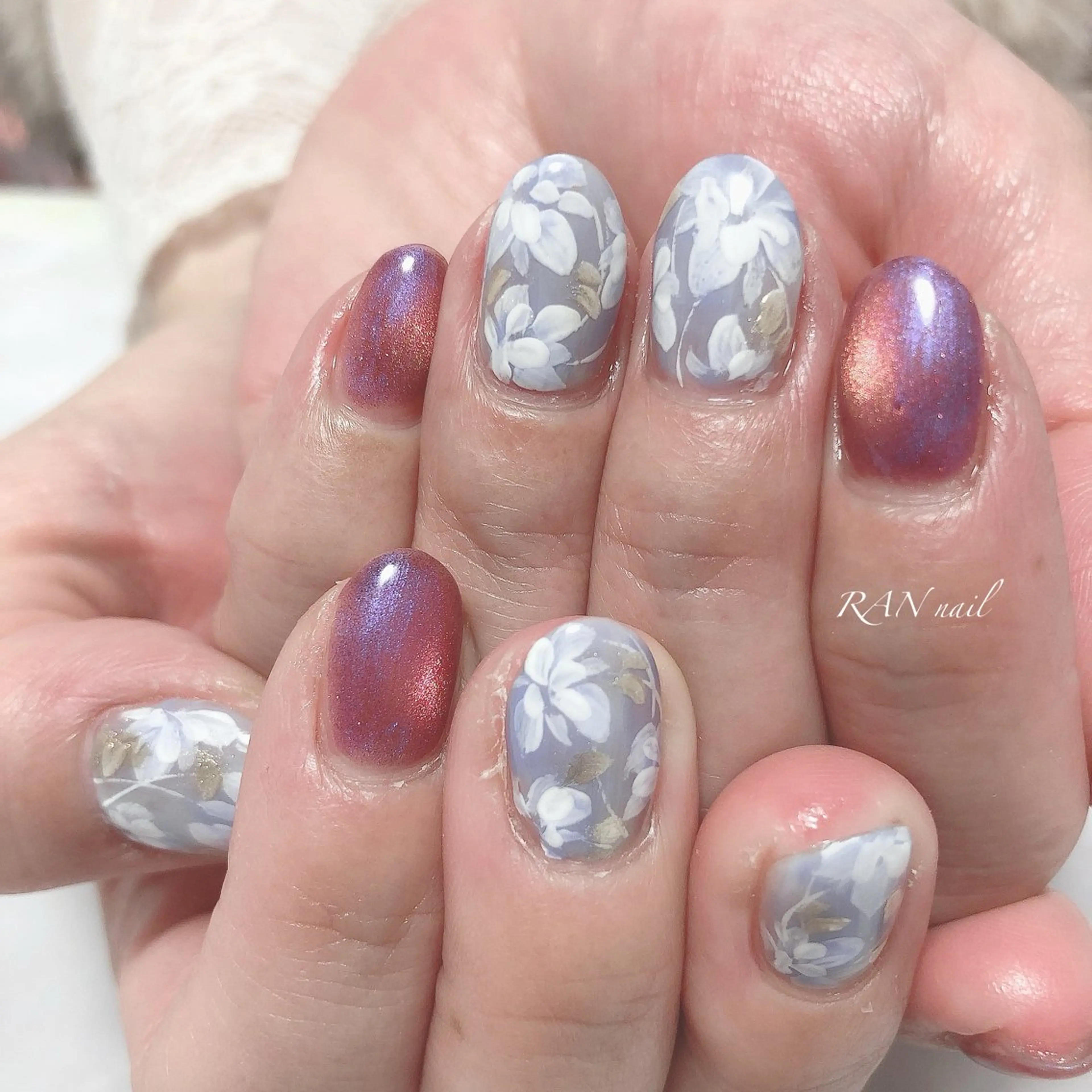 ネイル アートネイル ブルー 桜ネイル 入学式 フラワーネイル RAN nail 〜ランネイル〜所属・RAN nailのネイルデザイン