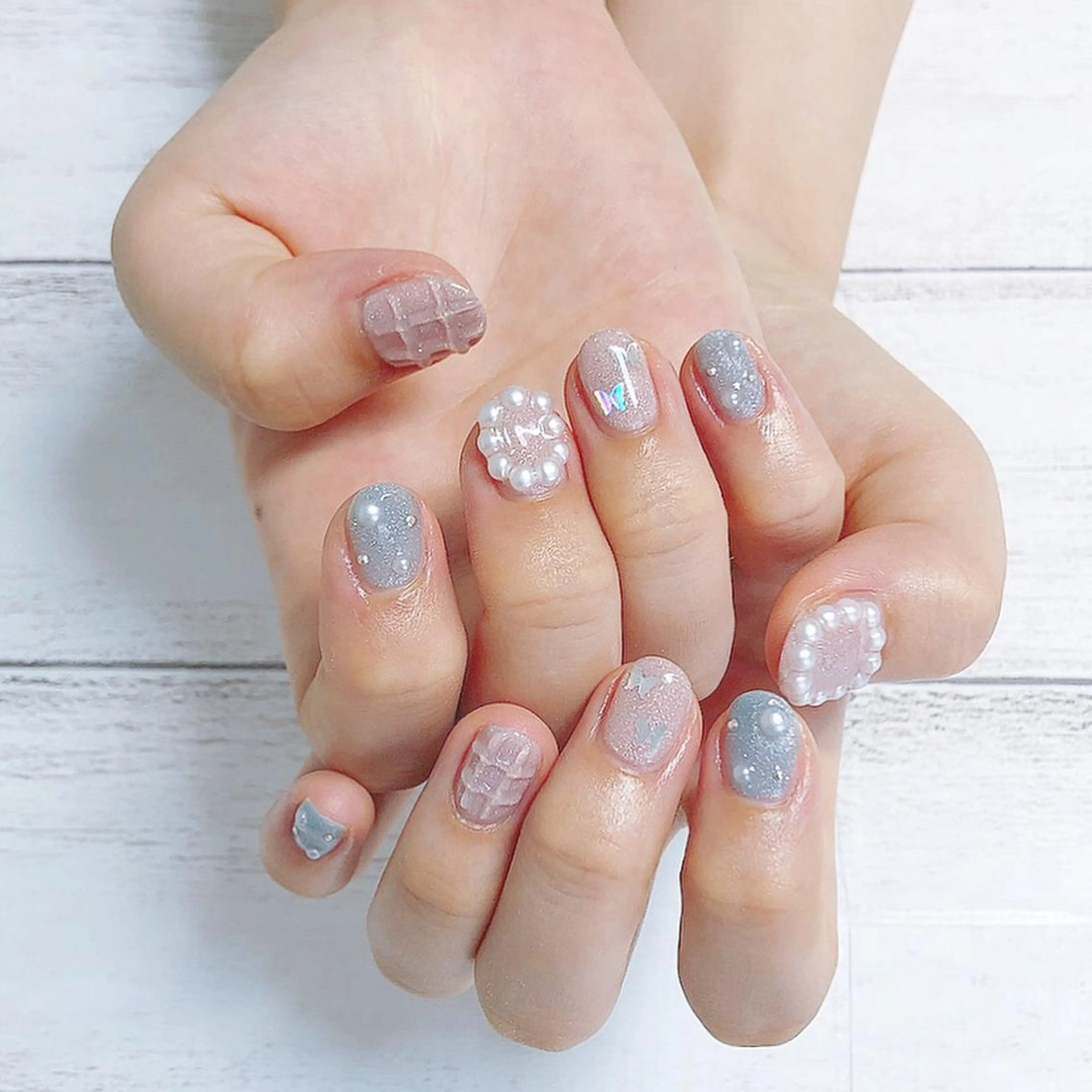 ネイル ラメ(グリッター) ぷっくりネイル ハンドネイル peaberry nailのネイルデザイン