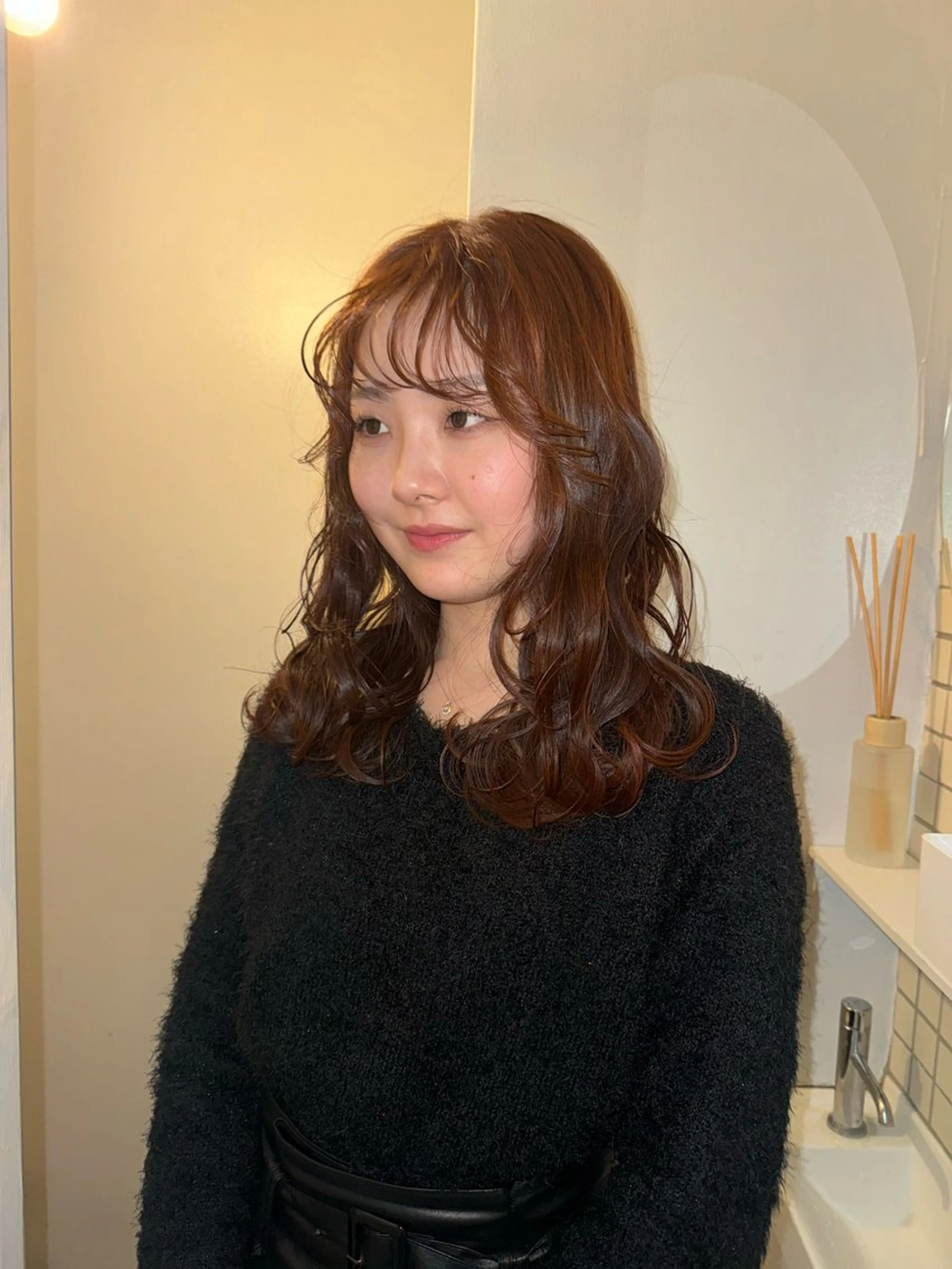 セミロング カラー ブラウンカラー オレンジ オレンジブラウン 海外風/暖色🧡 /Unaのヘアスタイル