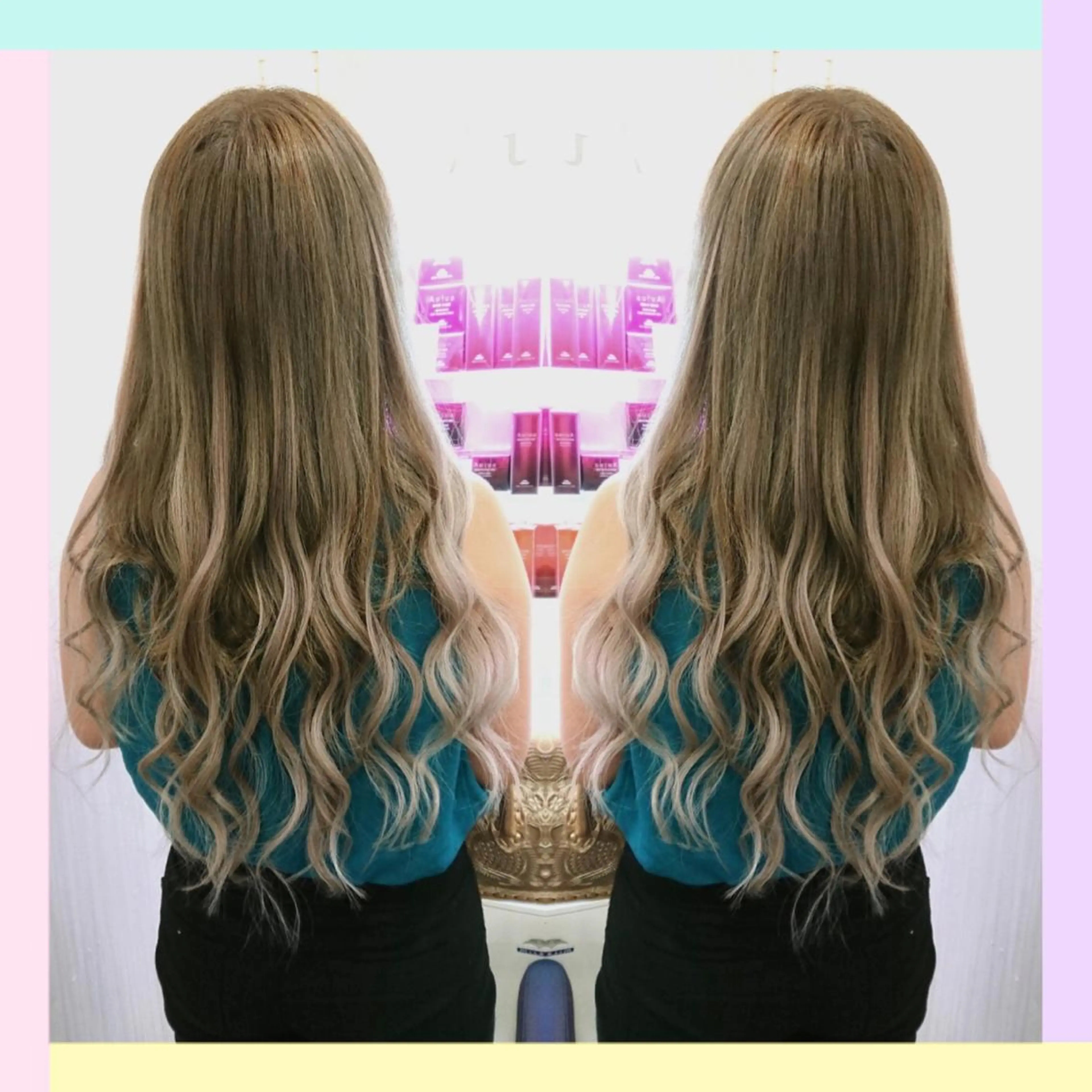 ロング カラー カット ヘアカラー エクステ れん/ハイトーン /エクステ/韓国風のヘアスタイル