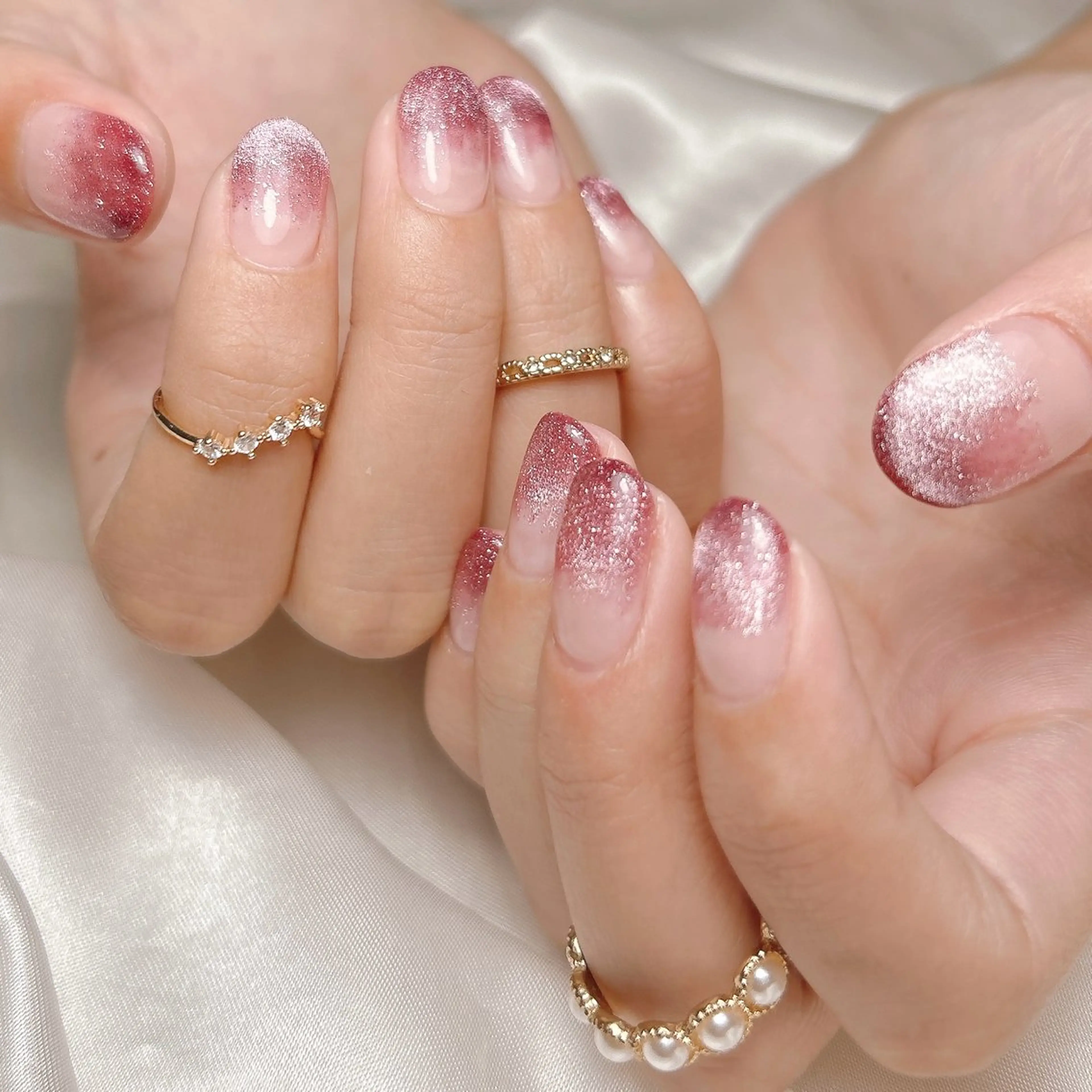 ネイル マグネットネイル ピンク ハンドネイル junna 金山.東別院.上前津のネイルデザイン