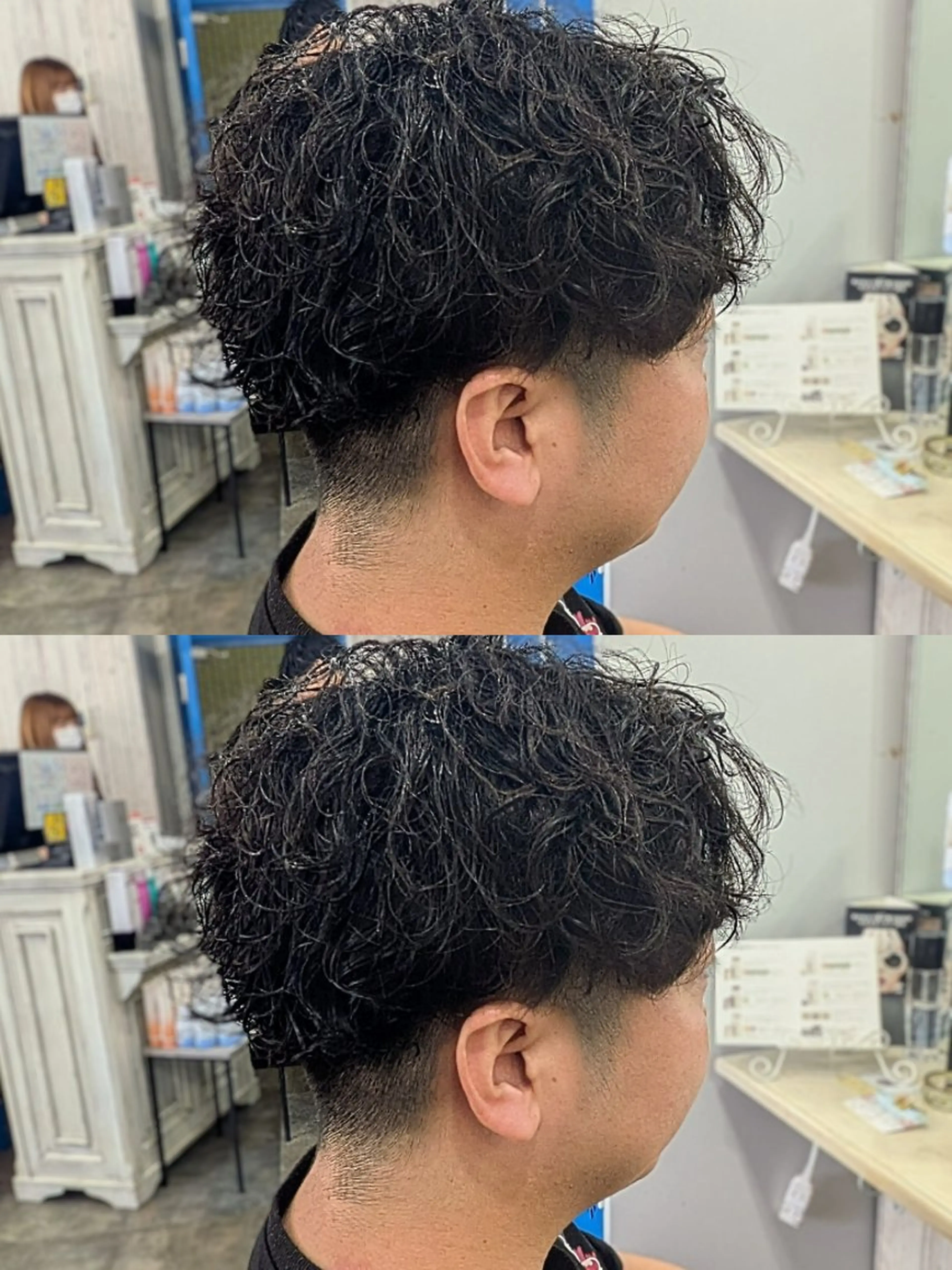 メンズ パーマ アップバング センターパート フェードカット メンズ韓国風 韓国マッシュ カット パーマ トリートメント メンズパーマ/ボブ/ レイヤー店長えのもとのヘアスタイル