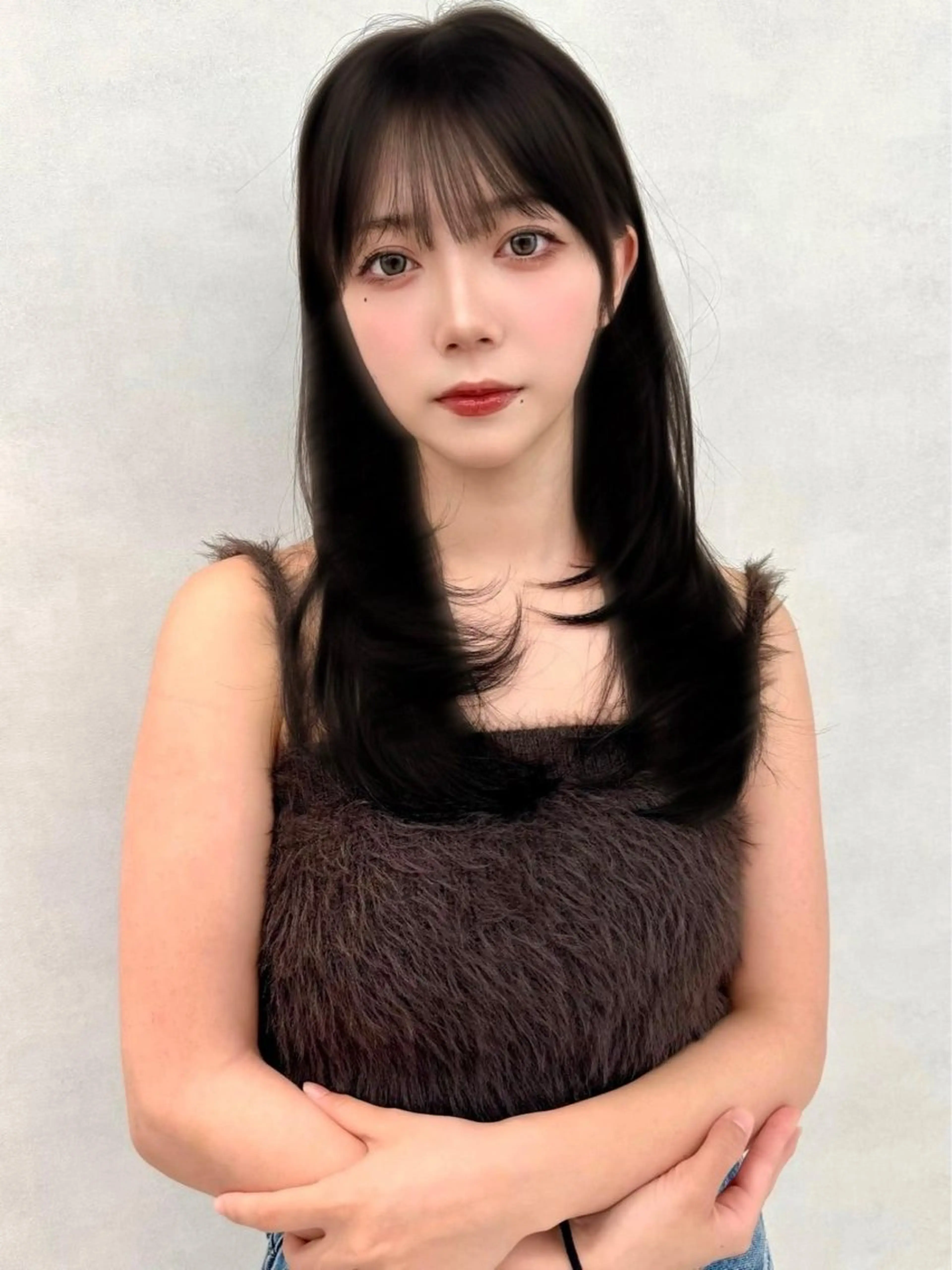 ロング 顔周りカット 韓国風ヘア レイヤーカット 🇰🇷韓国レイヤー 艶カラー／田川佑紀のヘアスタイル