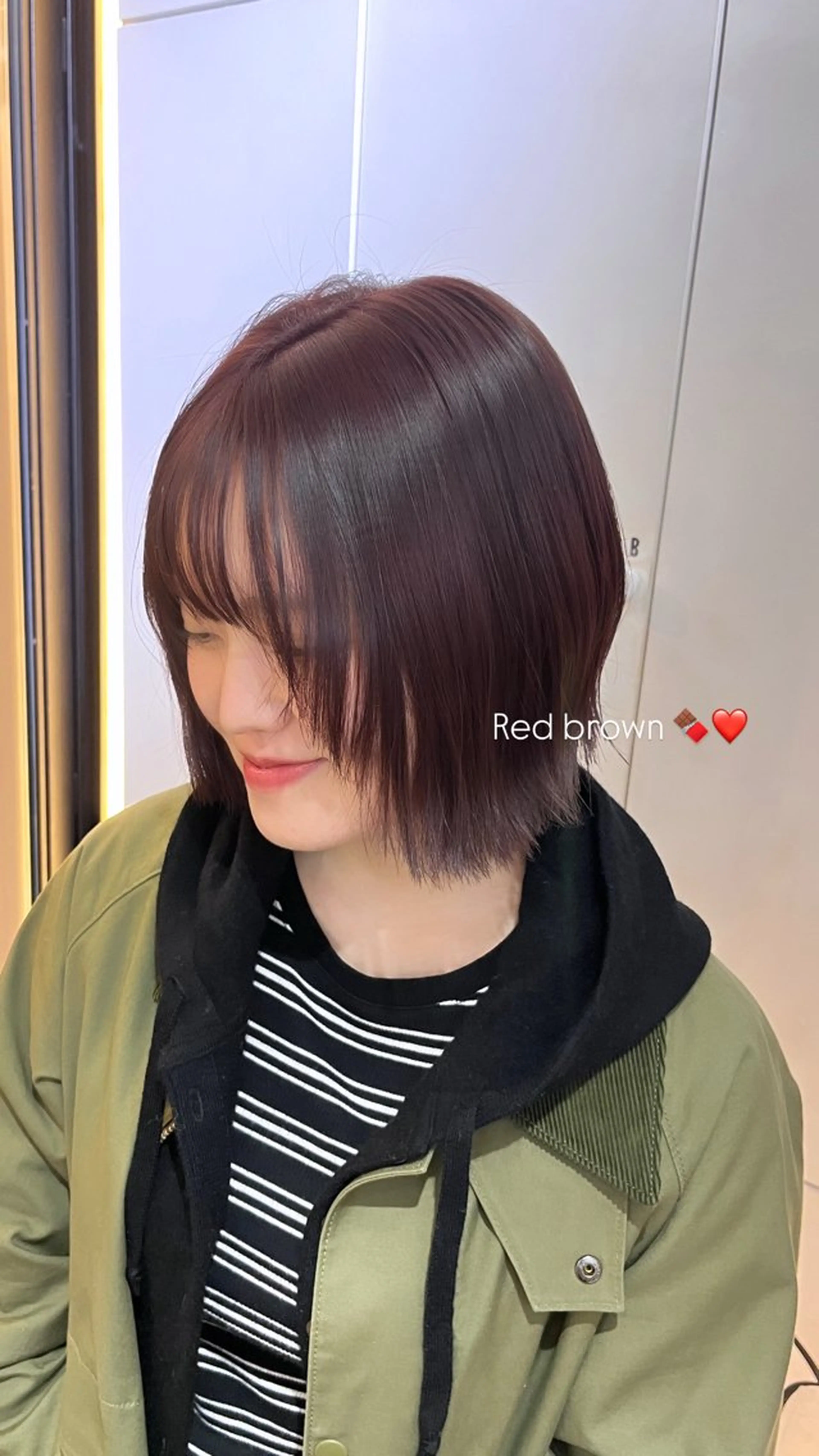 ミディアム カラー ブラウンカラー レッドカラー レッドブラウン ヘアカラー トリートメント おくにし はなのヘアスタイル