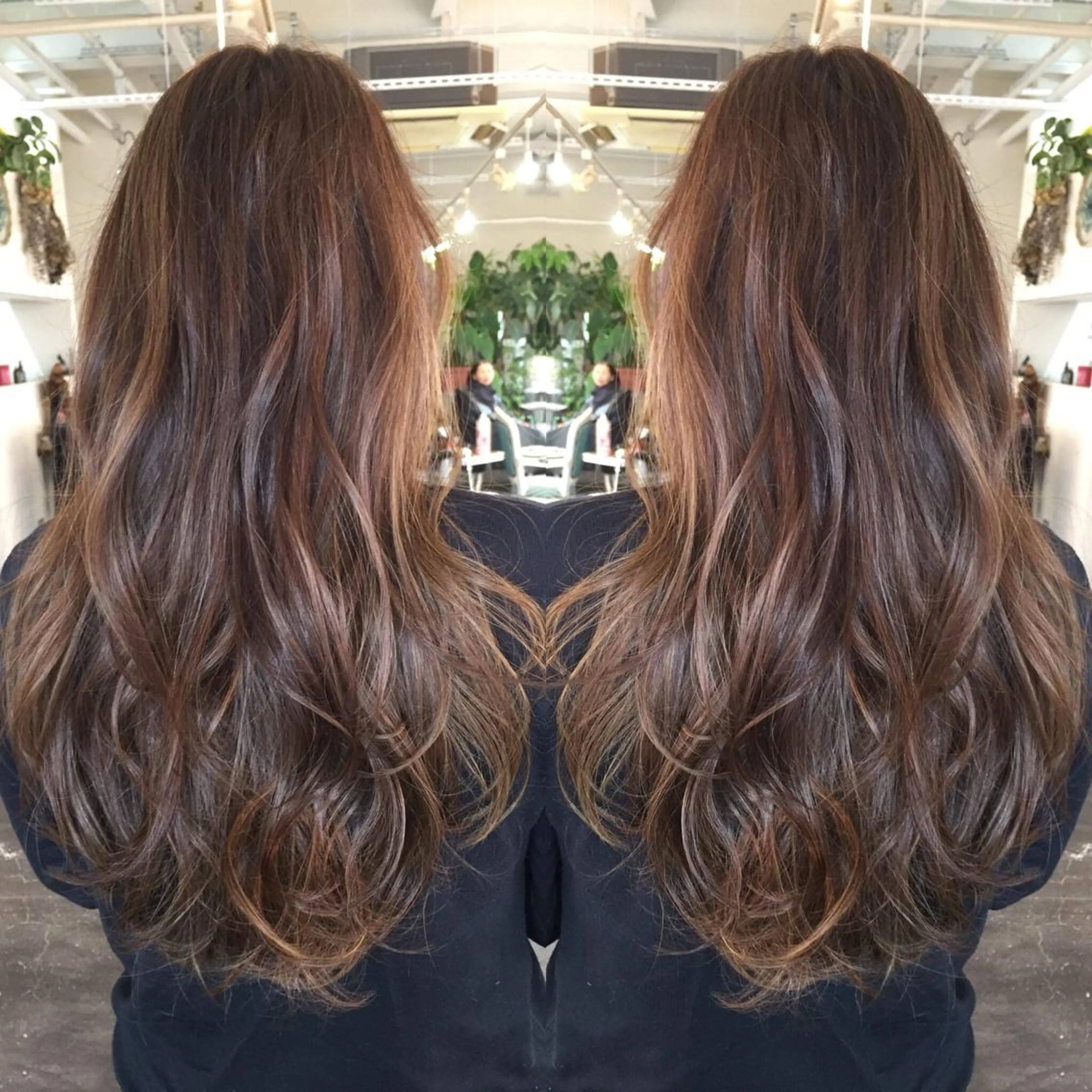 セミロング カラー ヘアアレンジ お団子ヘア グラデーションカラー ハイライトカラー メッシュ 外国人風カラー Mariana/ 鶴原-ハイライトのヘアスタイル