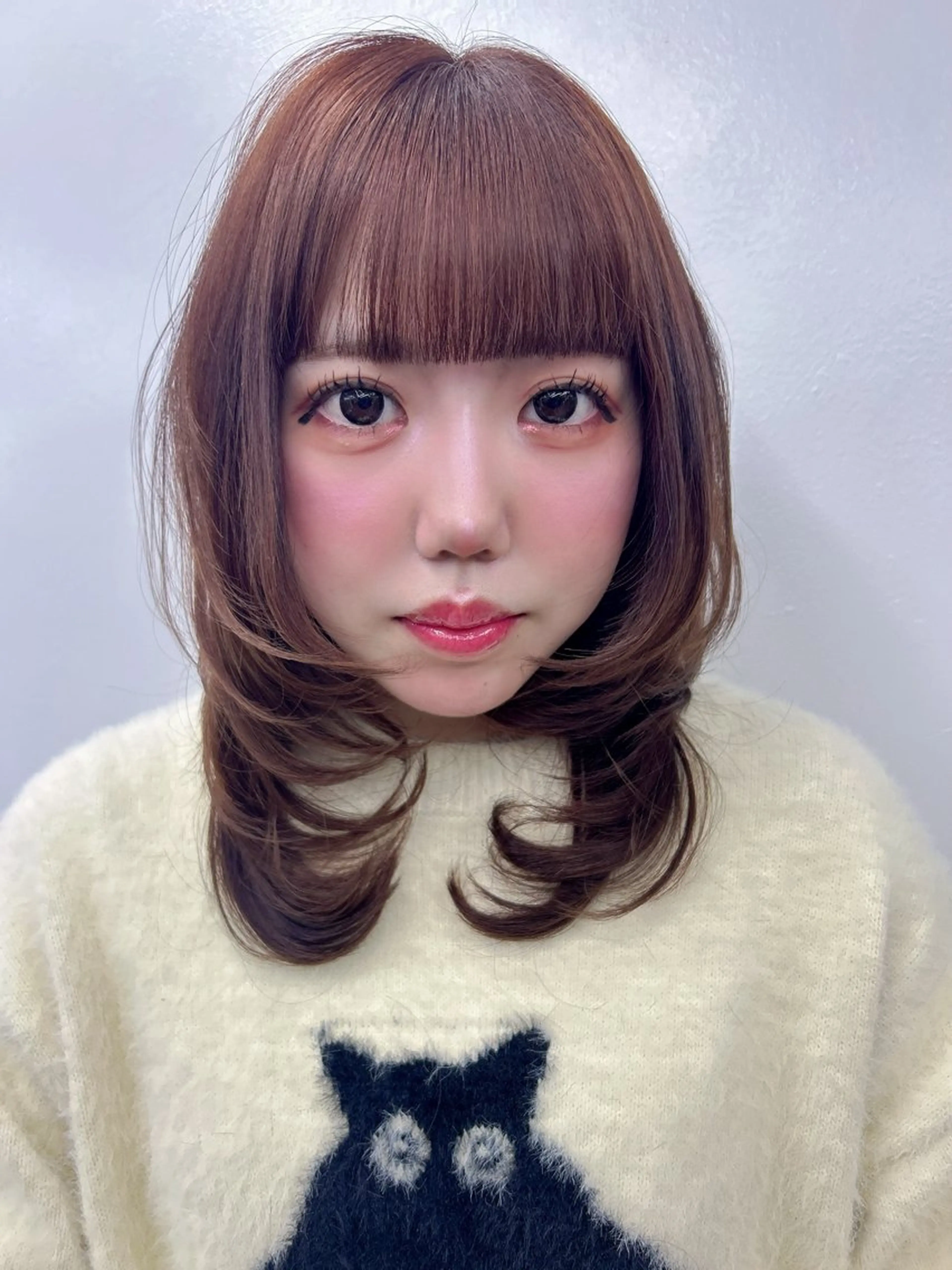 ミディアム カラー ハイレイヤー レイヤーカット カット トリートメント 下妻 カラーエクステ難波のヘアスタイル