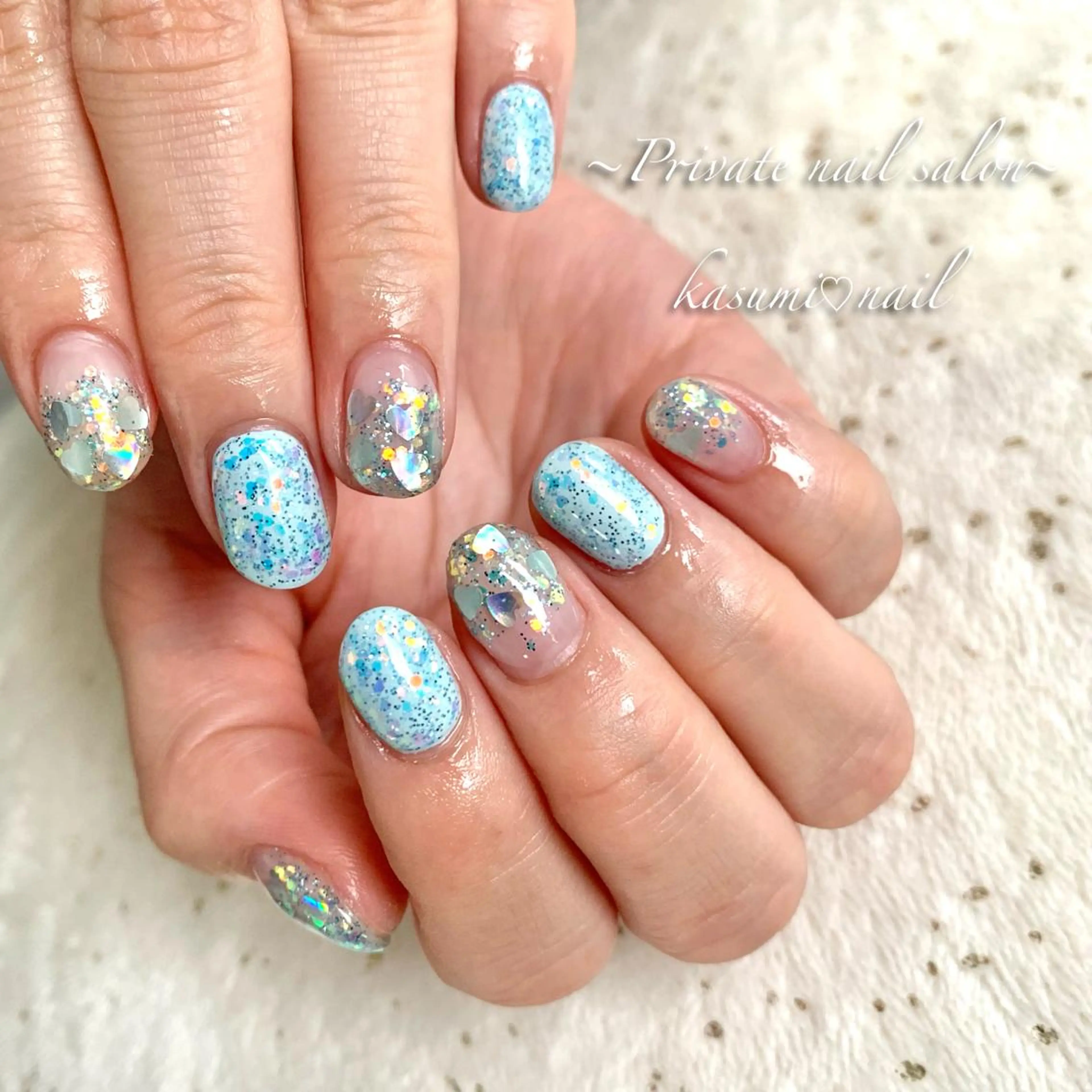 ネイル アートネイル ラメ(グリッター) マグネットネイル ミラーネイル 持ち込み KASUMI♡ Nailのネイルデザイン