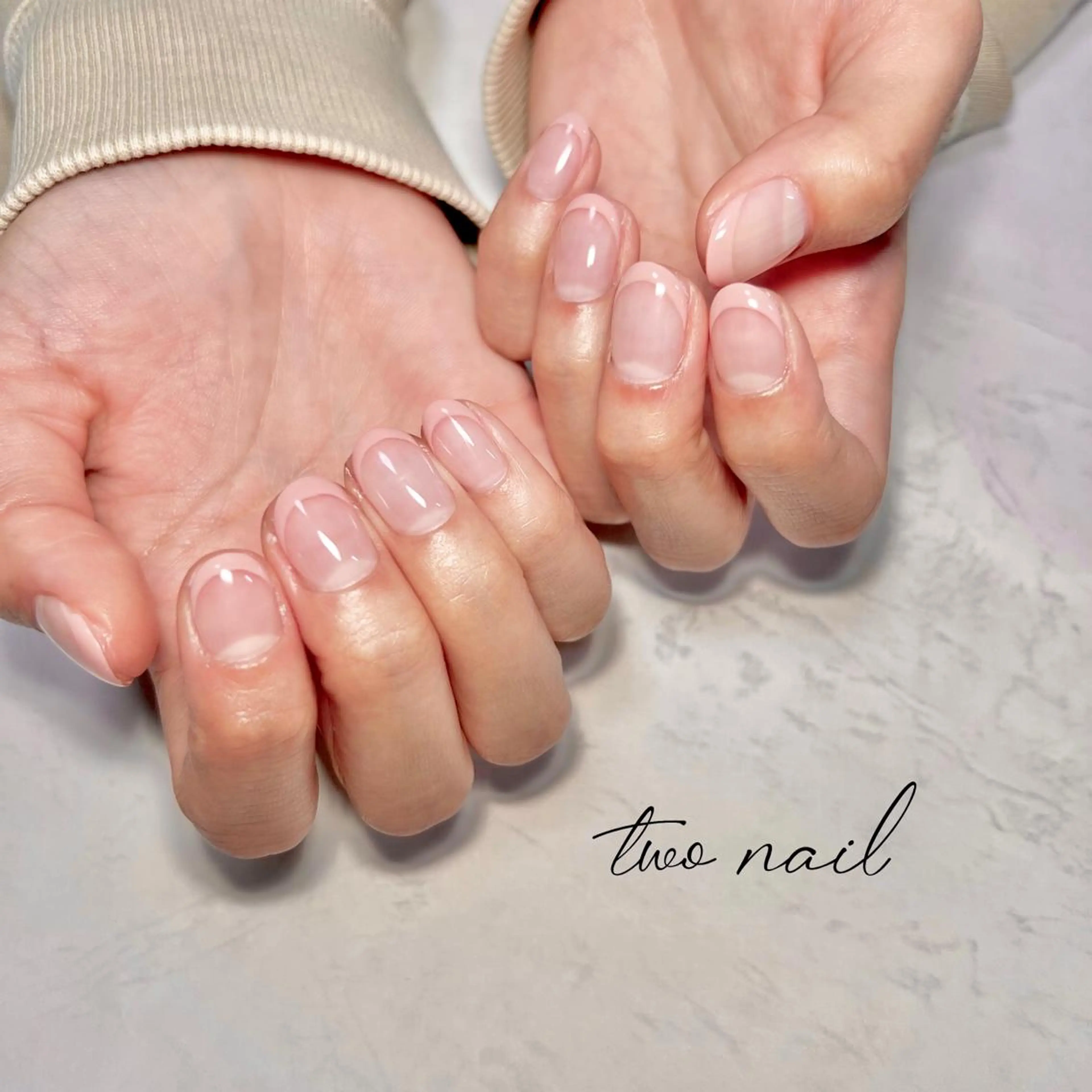 ネイル アートネイル フットネイル ハート ニュアンスネイル ホワイト two nailのネイルデザイン