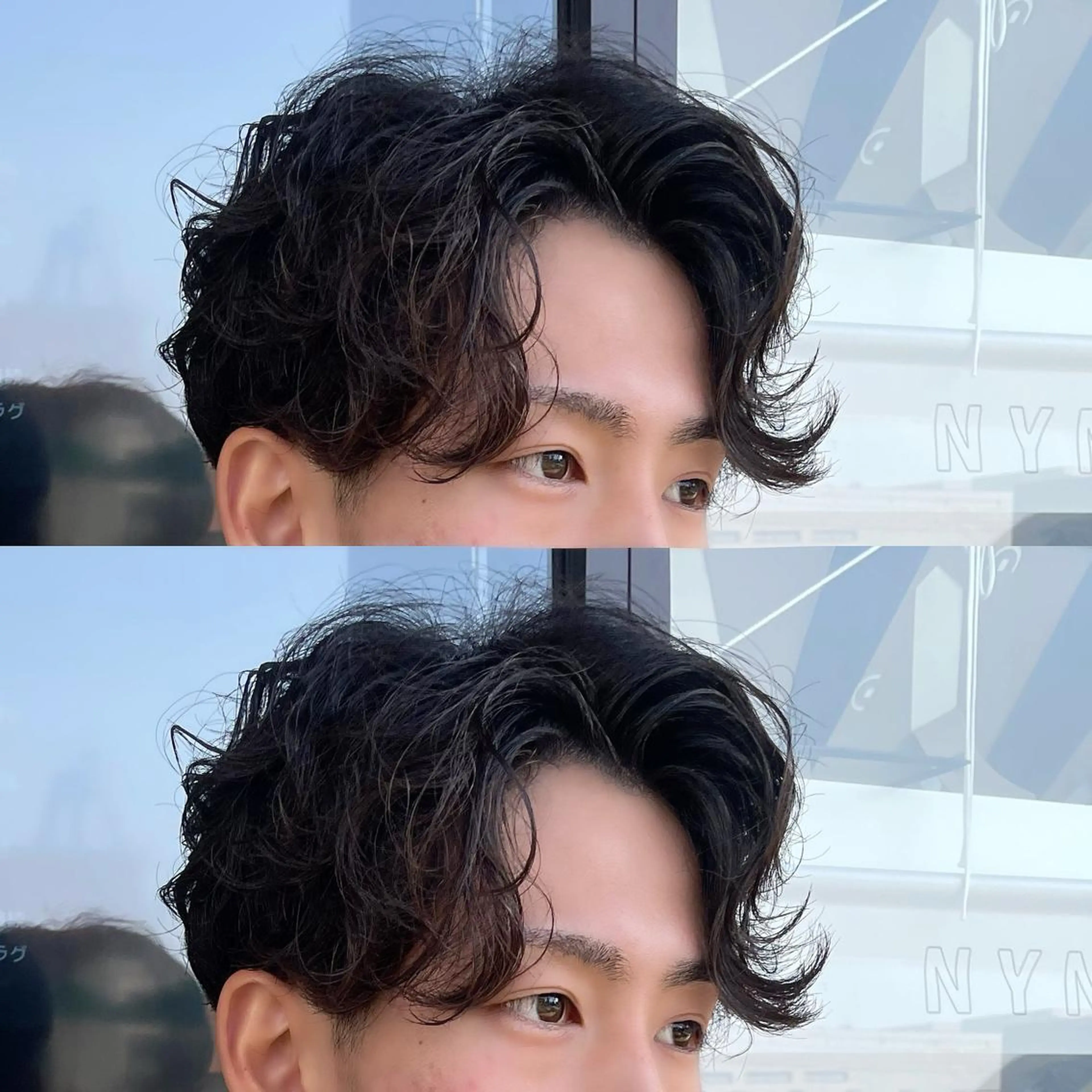 ショート パーマ メンズ センターパート メンズパーマ ニュアンスパーマ メンズヘア特化 崎田 成人のヘアスタイル