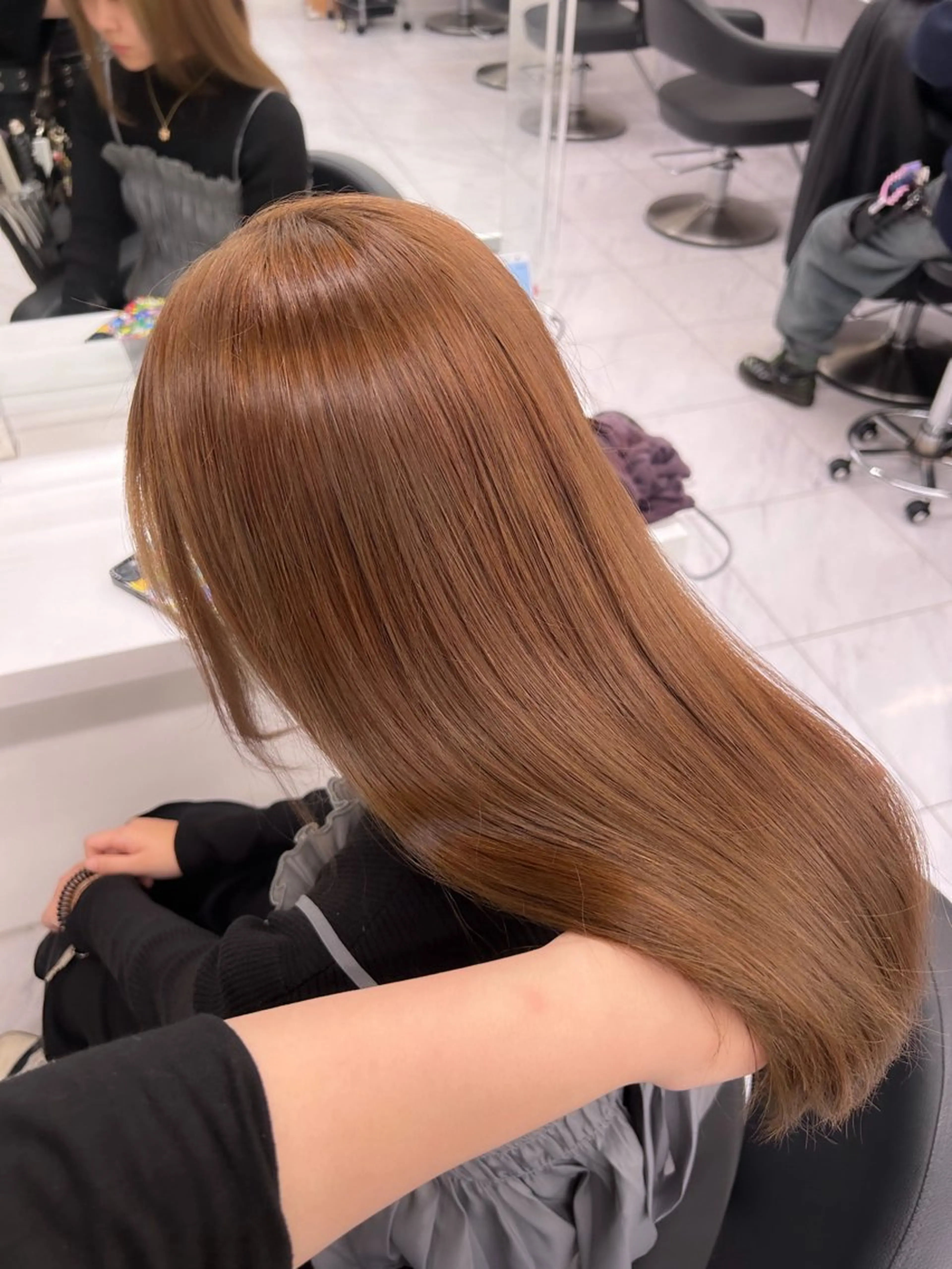 ロング カラー パーマ ヘアアレンジ メンズ キッズ ブリーチなしカラー/ ブラウン/レイヤーのヘアスタイル