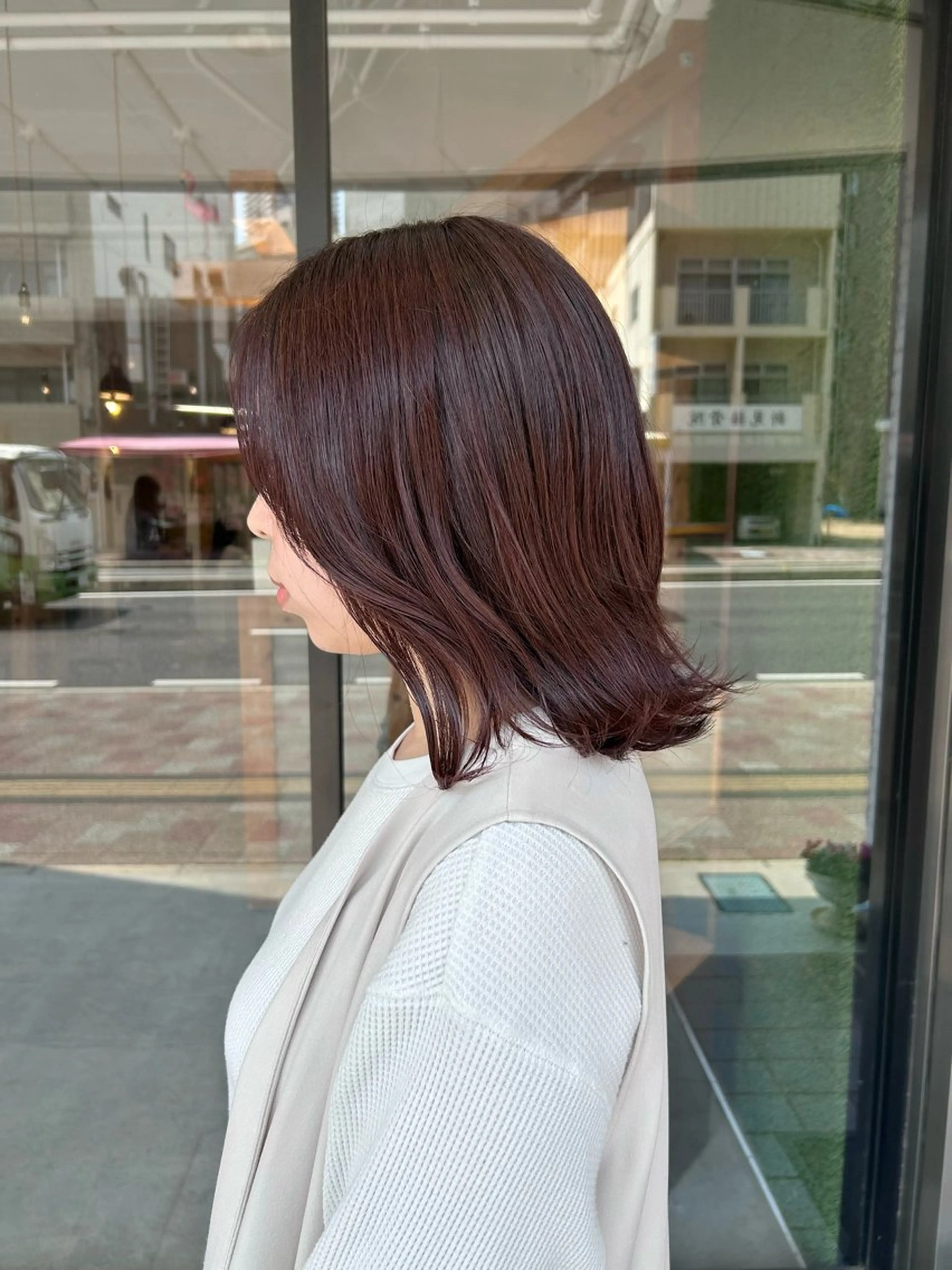 ミディアム カラー ボルドーカラー ブラウンカラー 藤澤 樹のヘアスタイル