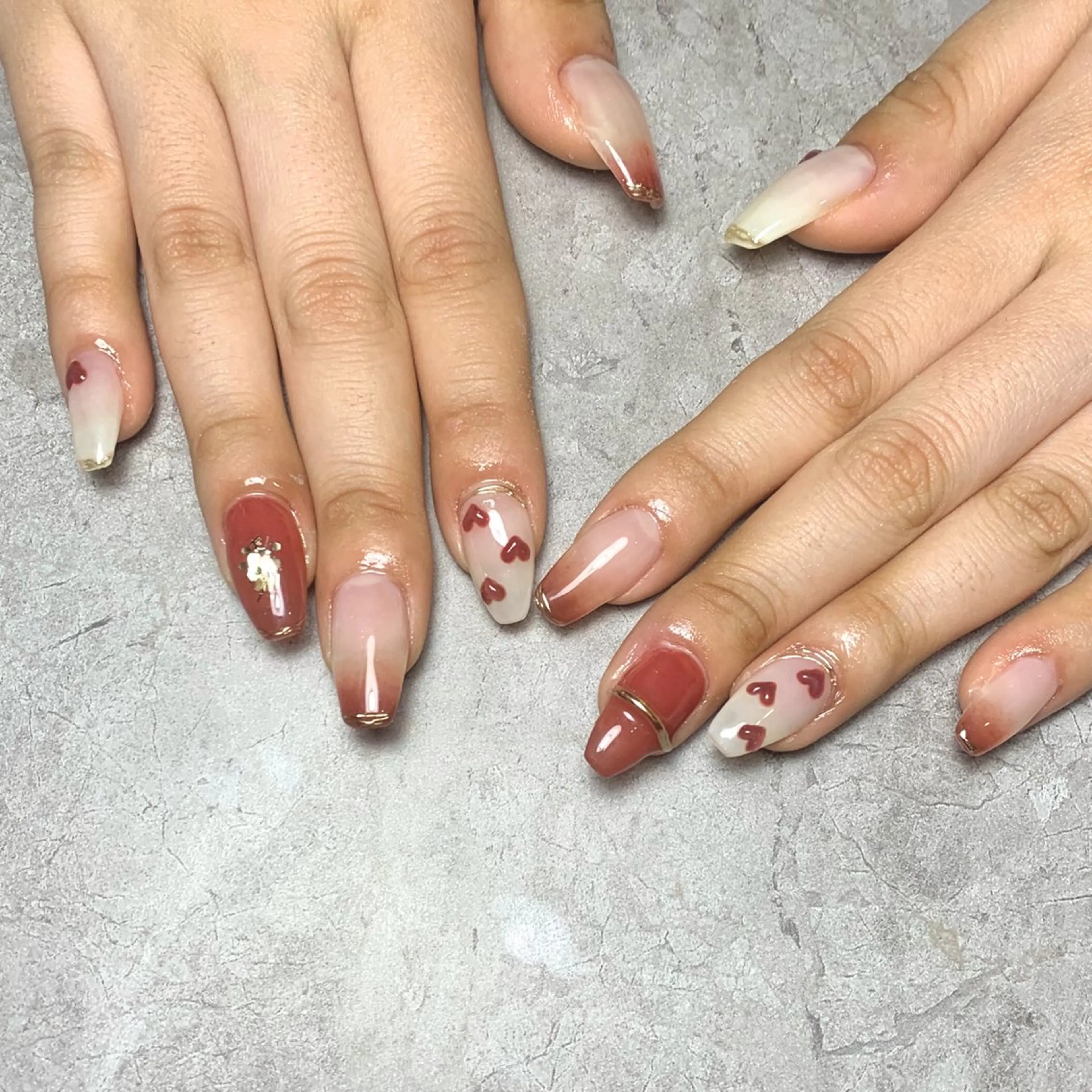 ネイル ハート ミラーネイル ぷっくりネイル ハンドネイル Nail Salon Lillion【リリオン】所属・lillion karenのネイルデザイン