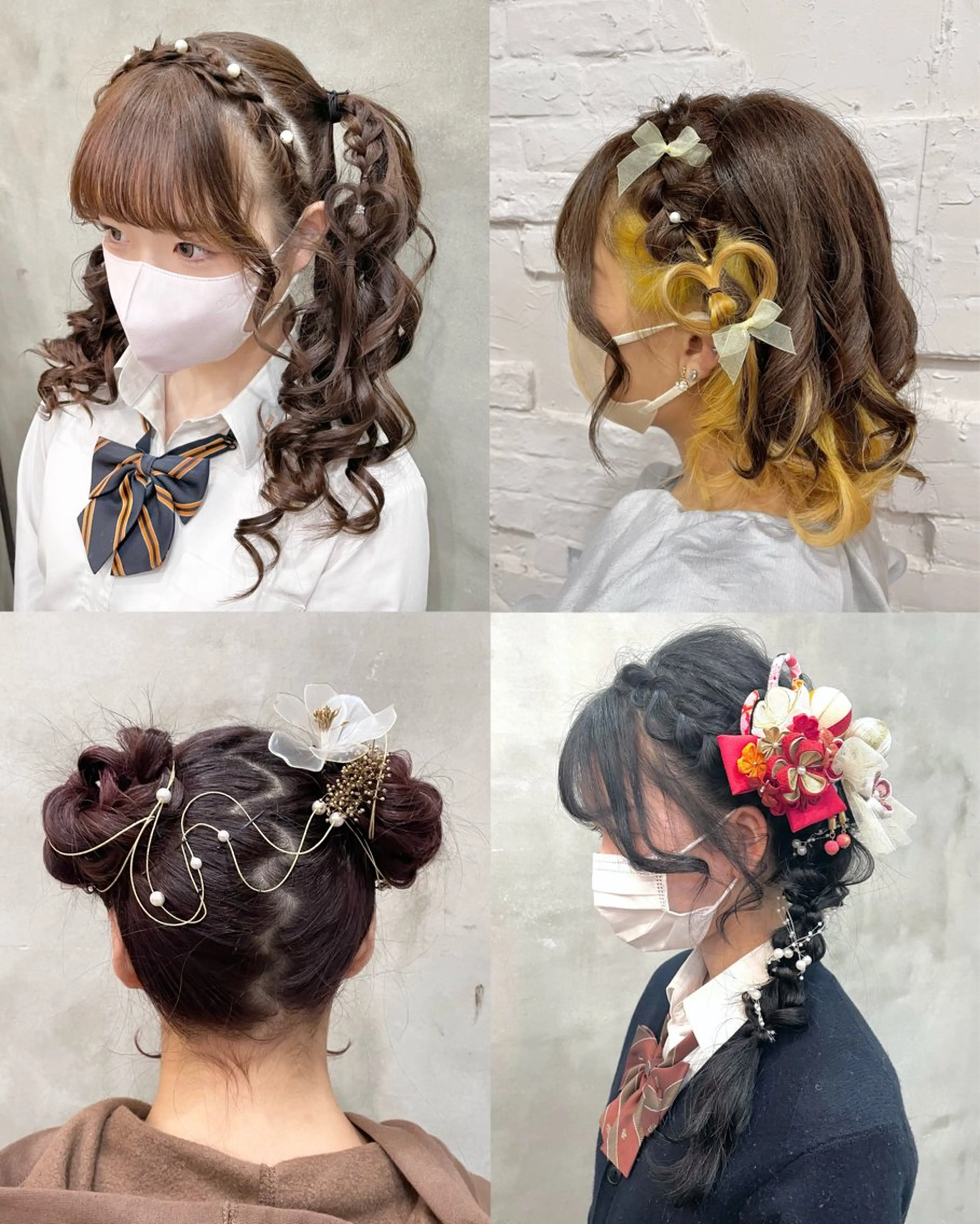 セミロング ヘアアレンジ ヘアセット 【ピンク/韓国ヘア/ ヘアセット】亜海のヘアスタイル